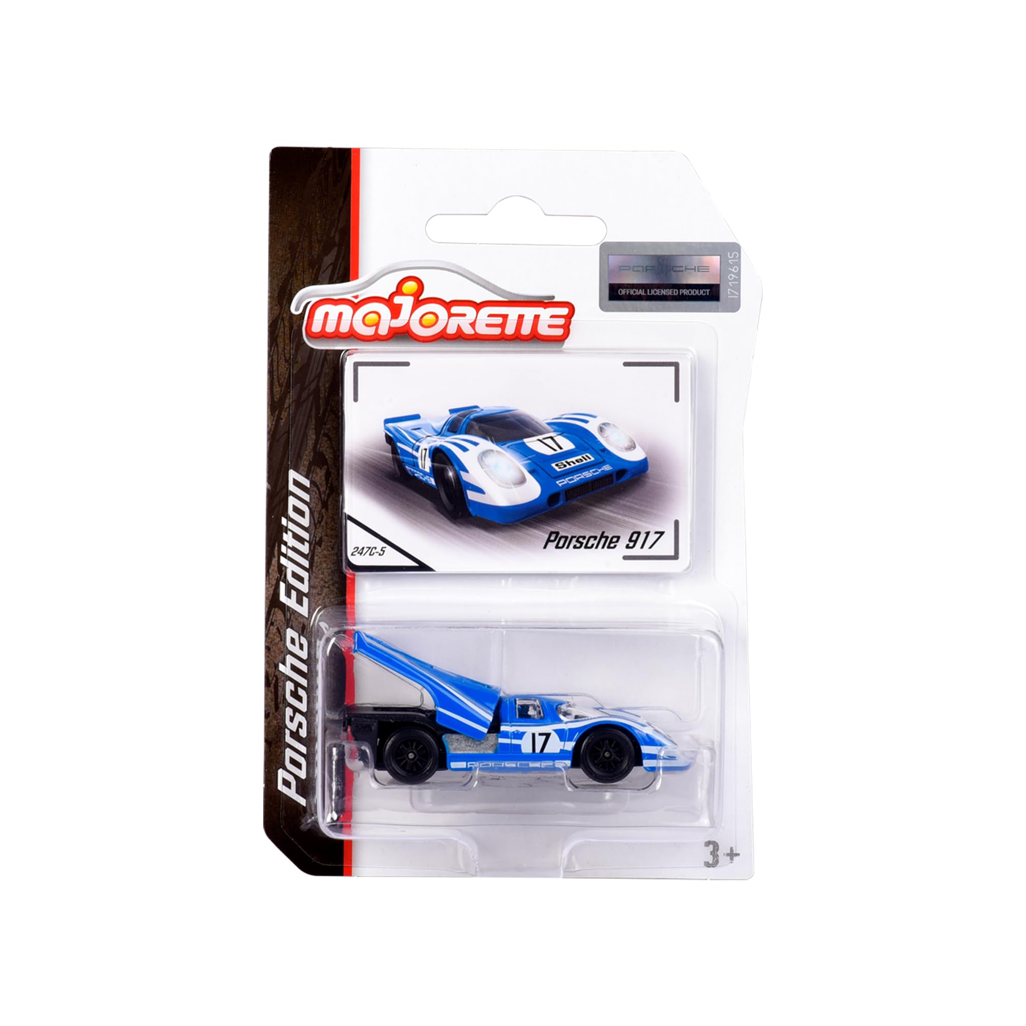 Majorette Voiture Porsche Miniature 1:64 – 7,5 Cm Avec Carte à Collectionner, Lot De 6 Modèles (Choix Aléatoire) – Dès 3 Ans, Roues Libres