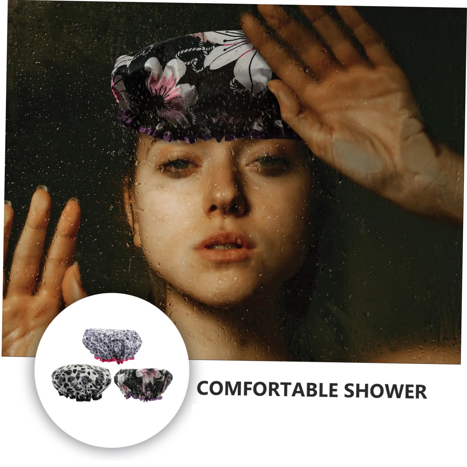 Healvian 9piezas Gorro Ducha Doble Para Mujer Gorro De Baño Elástico Diseño Impreso Para Spa y Cuidado Facial