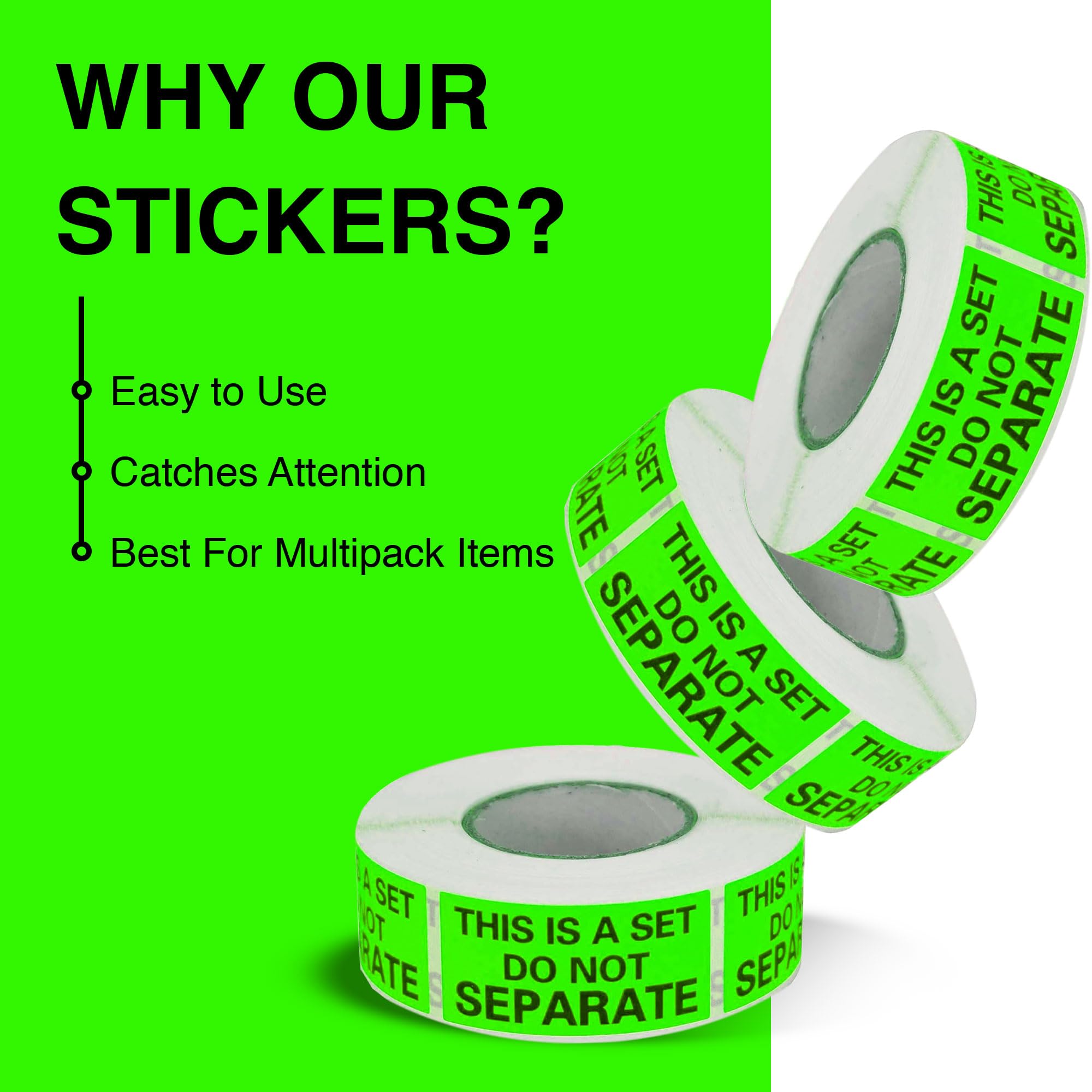 Este es un juego de etiquetas que no separan (1 pulgada x 2 pulgadas - 500/rollo), etiquetas de embalaje de Logística de Amazon, verde neón, 20 rollos - total 10.000 etiquetas