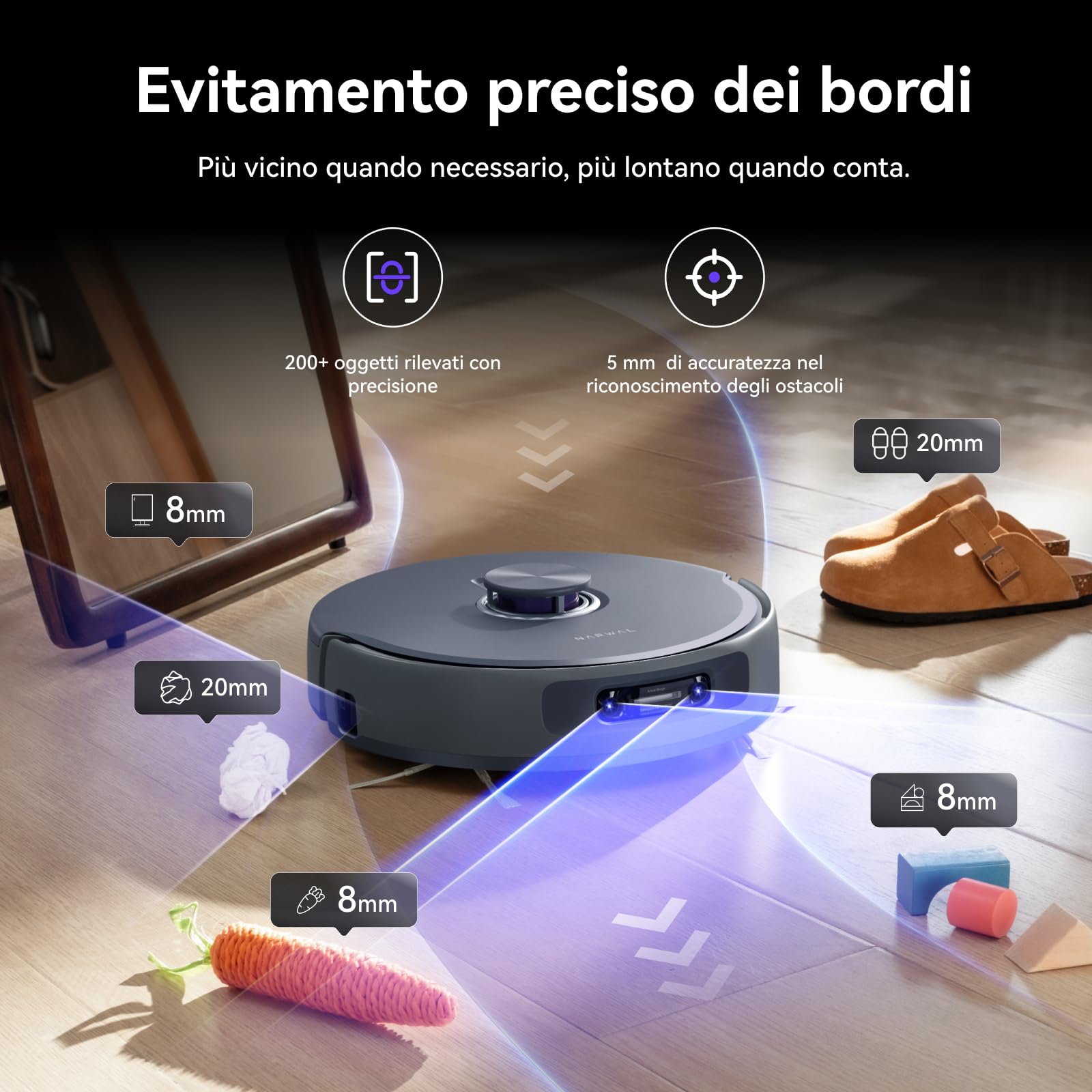 NARWAL Freo Z10 Ultra, Robot Aspirapolvere, Potenza di Aspirazione 18000 Pa, Estensione Mocio Dinamica, Sistema Anti-aggrovigliamento, Pulizia Intelligente con Separazione Umido e Secco