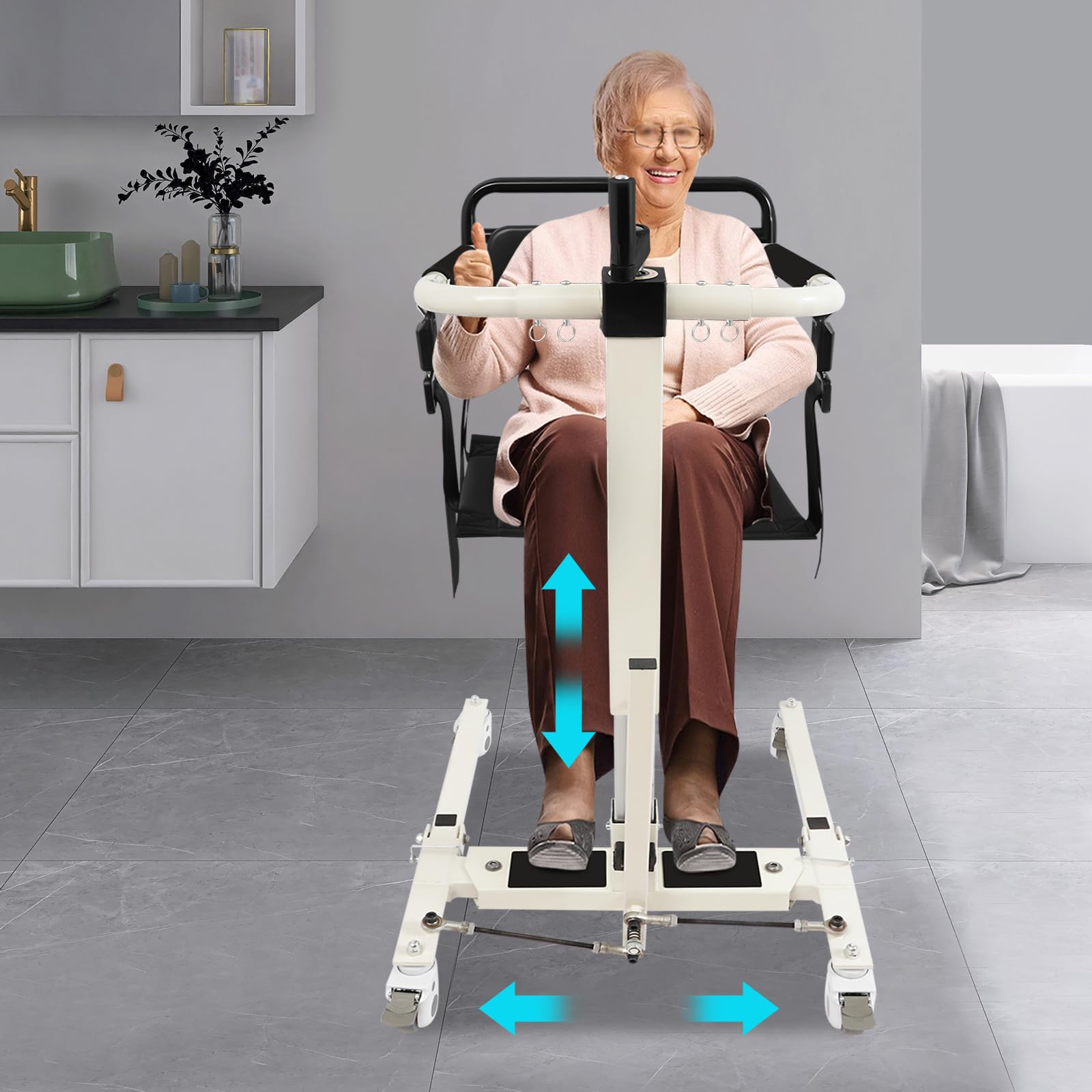 Patientlift Chaise de transfert pour la maison et la voiture, hauteur d'assise réglable de 35 à 70 cm, capacité d'utilisation de 120 kg, convient aux personnes ayant une largeur de corps inférieure à