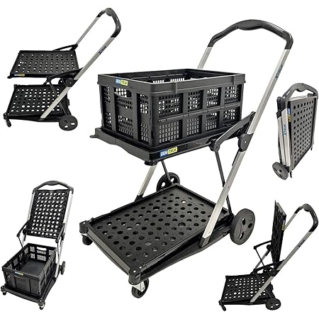clax cart mobile folding shopping cart with storage crate