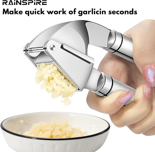 Miniatura 10 de Rainspire Prensa de ajo de acero inoxidable de alta calidad, herramienta para picar ajos, herramienta trituradora de ajo, trituradora de ajos,