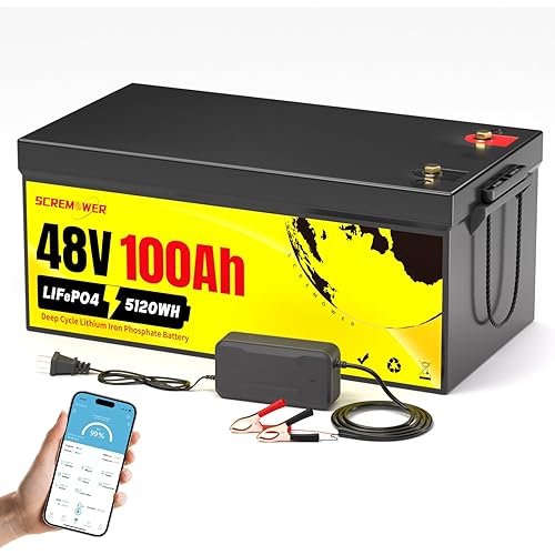 48V 100AH Lithium Golf Cart Battery - 5.12kWh LiFePO4 Battery, 1000A Peak Current, 10000+ Deep Cycles Batteries for 48V Golf Carts, Solar Systems, RVs & Off Grid Applications