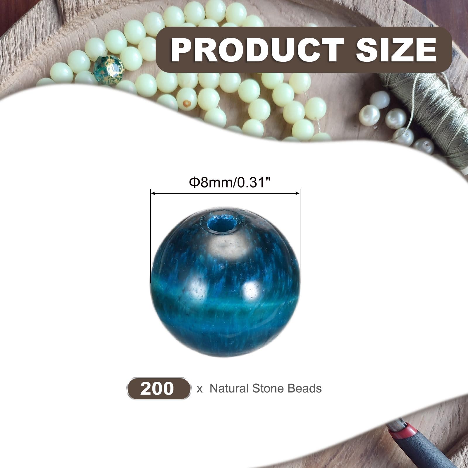 PATIKIL 8mm Natural Stone Beads Blue Tiger Eye Stone - Image 2