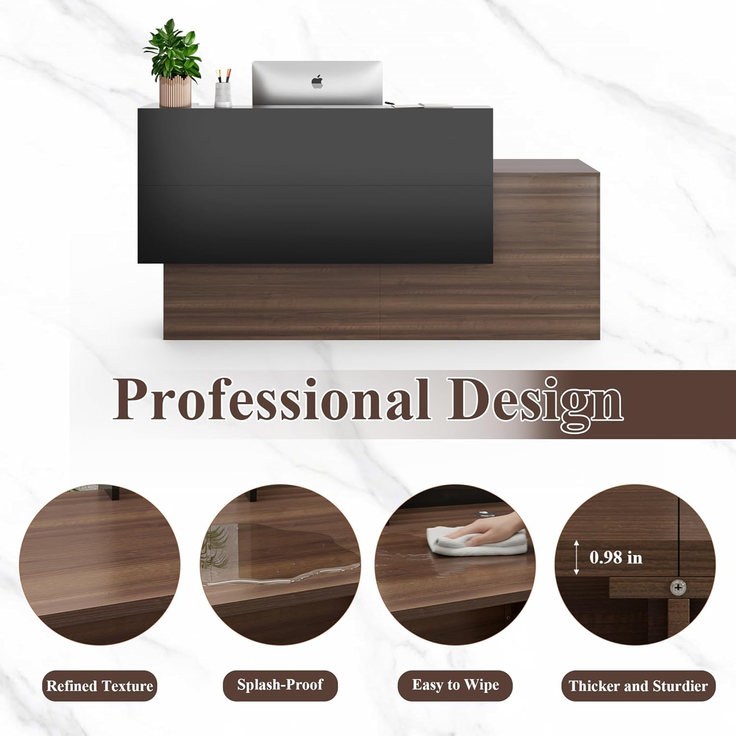Modern Reception Desk for Office Lobby, Executive Front Desk Counter with Privacy Panel, Commercial Reception Table for Salon, Clinic & Corporate Waiting Area (71IN)
