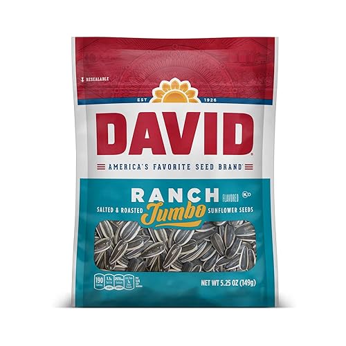 DAVID Semillas de girasol gigantes tostadas y saladas, sabor rancho, 5.25 onzas
