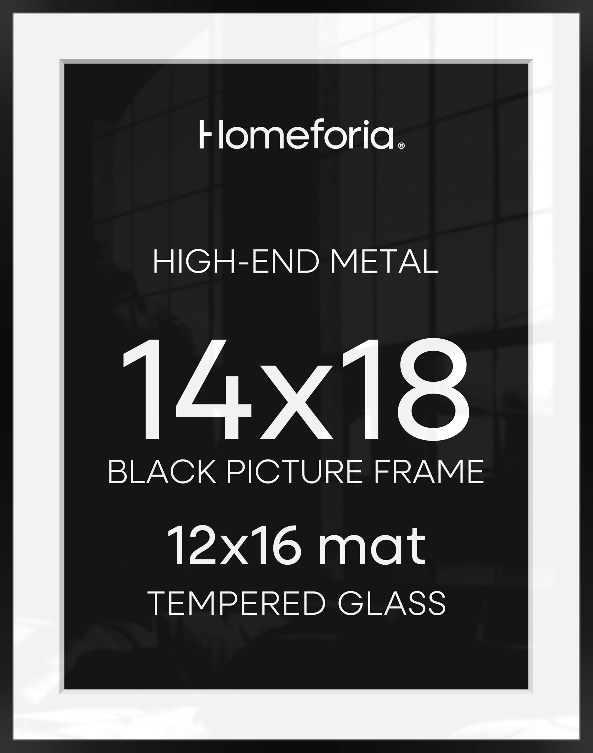Homeforia 14x18 Black Picture Frame, High-End Metal, 12x16 Mat, Glass | High End Aluminum, Tempered Glass, Acid-Free 12x16 Removable Mat, 14x18 in Edge-to-Edge Display 18x14, Wall Kit, Set Of 3