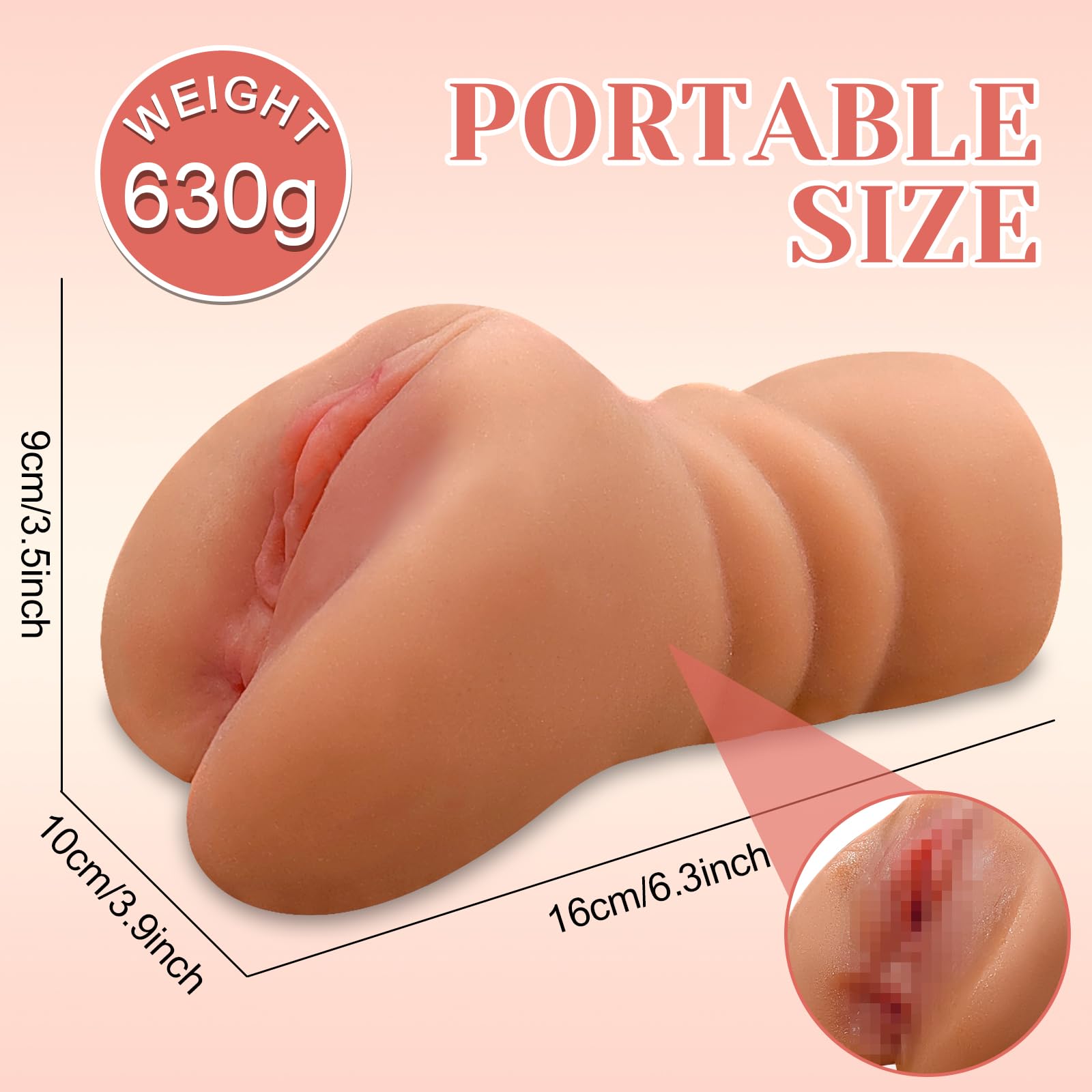 630G Realistic Masturbator Uomo, Sex Toys Masturbatore Uomo 3D Vagina Finta Masturbatore Maschile, Masturbatore Uomo Sex Toys Masturazione, Figa tascabile per Coppie