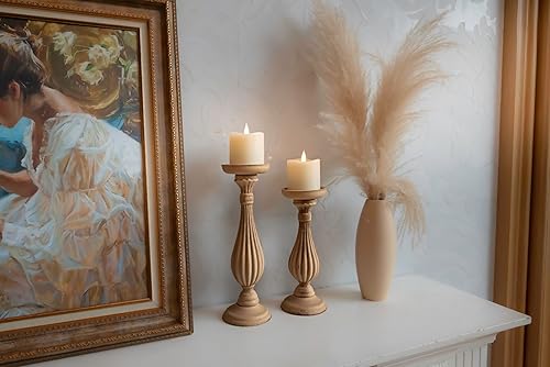 Miniatura 6 de Velas de pilar sin llama parpadeantes con temporizador remoto, velas LED que funcionan con pilas de hasta 400 horas, velas de cera real con llama