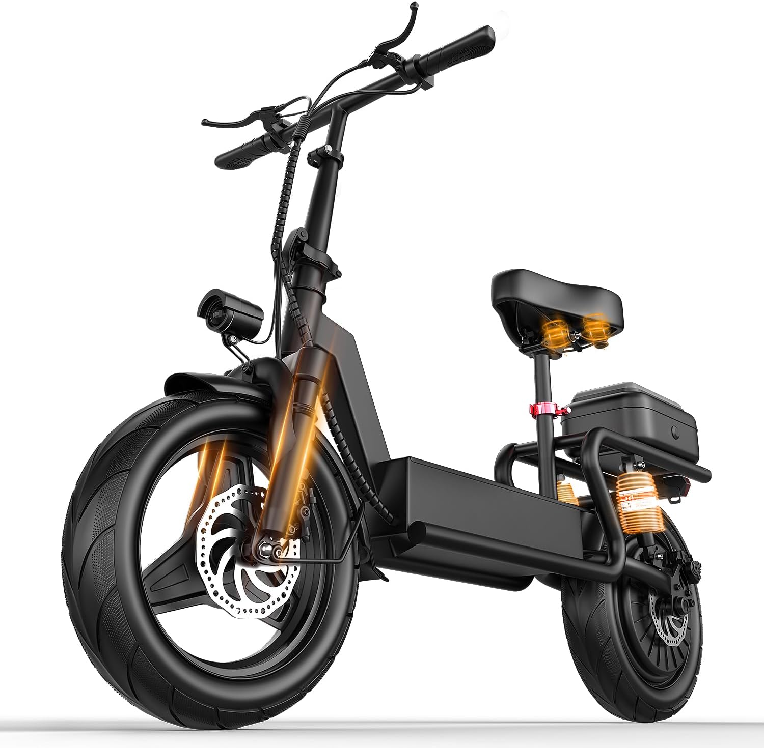 Electric Scooter with Seat for Adults, 1000W Peak Motor, Up to 25 MPH 35 Miles, Multiple Suspension, Bright Light, Sturdy Scooter Frame, 14" x 2.5" Fat Tires, Provides Comfortable and Safe Ride