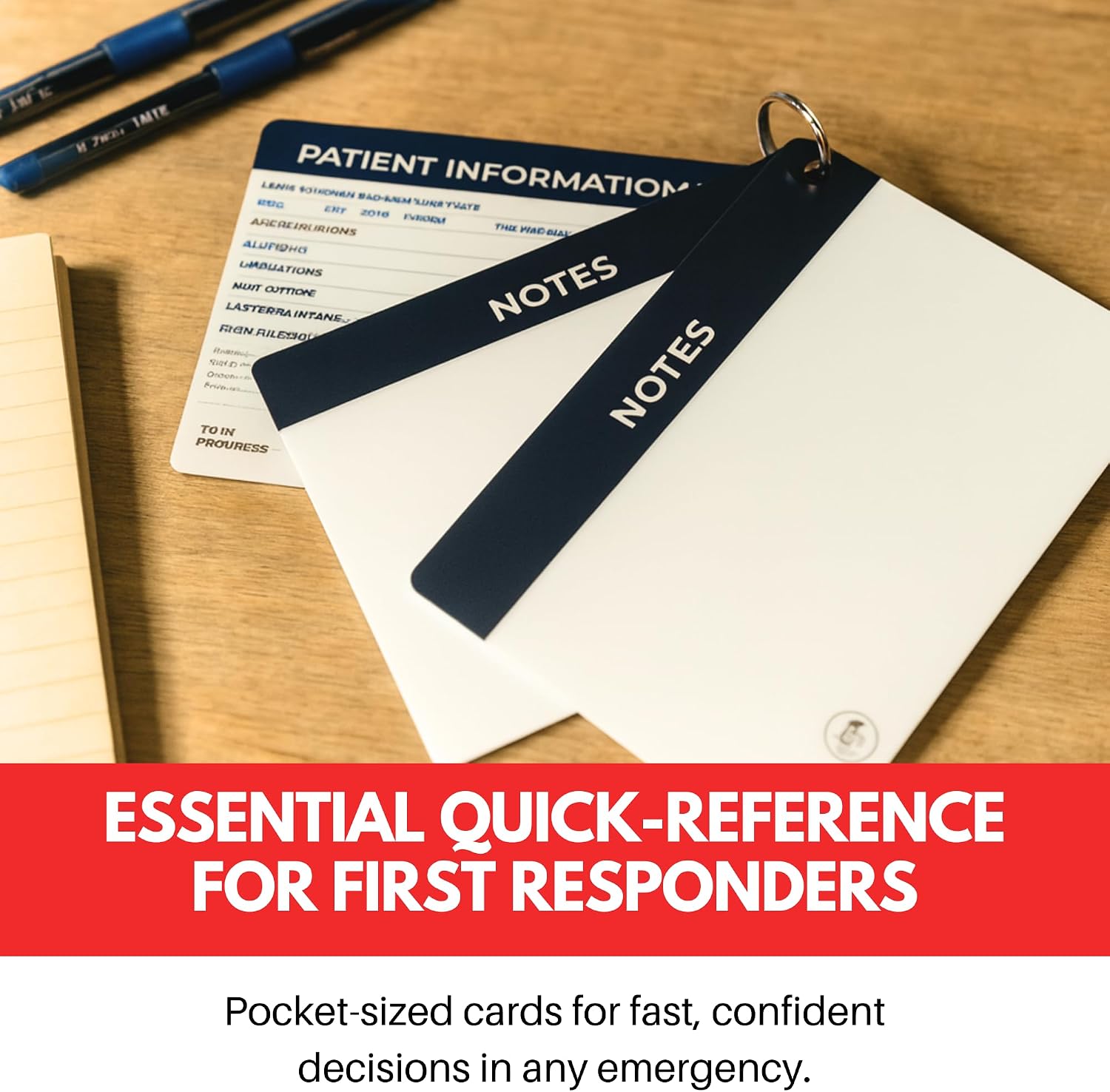 EMT-BLS Medical Reference Cards (3 Cards) - First Responder, EMT-BLS+ Pediatrics Assessment - Study Material + Notes - 5x4-inches - Durable Plastic + Portable