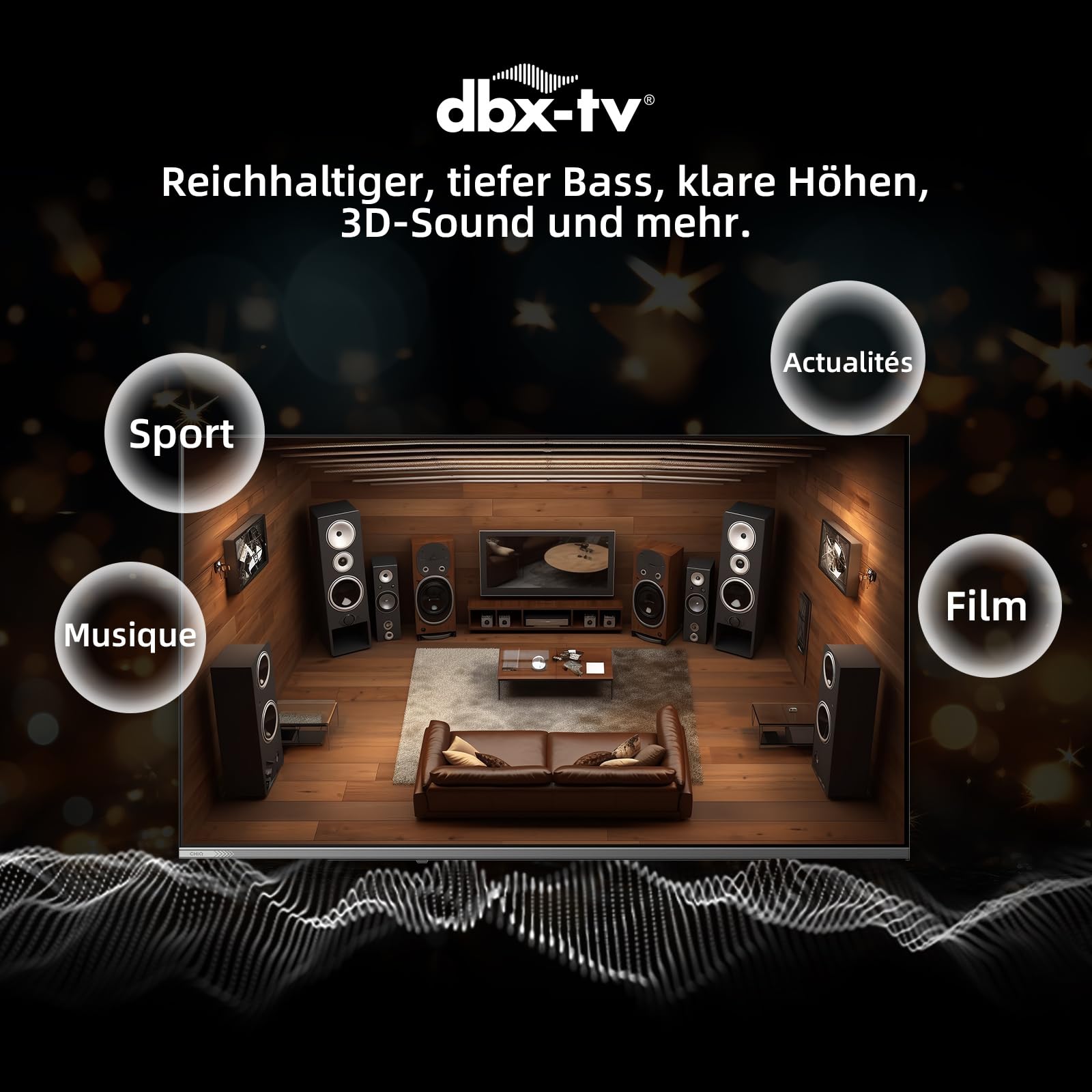 Telewizor Google QLED 4K UHD CHIQ 50QA10 50 cali HDR10, VRR i ALLM Ultracienki, bezramowe dwuzakresowe audio Dolby Wi-FI