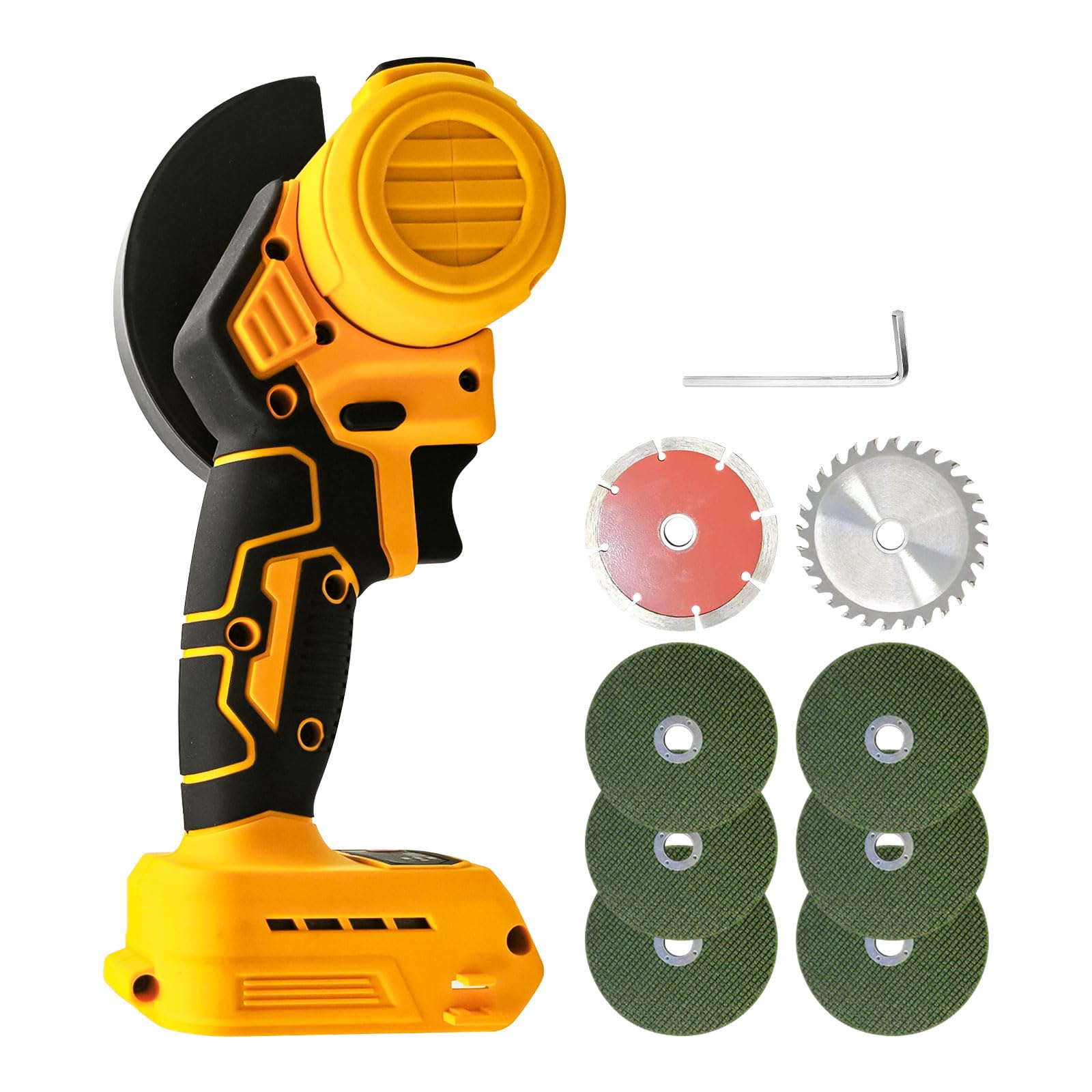 Smerigliatrice angolare a batteria, 12000 giri/min, diametro disco 100 mm, 3 velocità regolabili per levigatura, taglio, lucidatura (compatibile con batteria Dewalt 18 V)