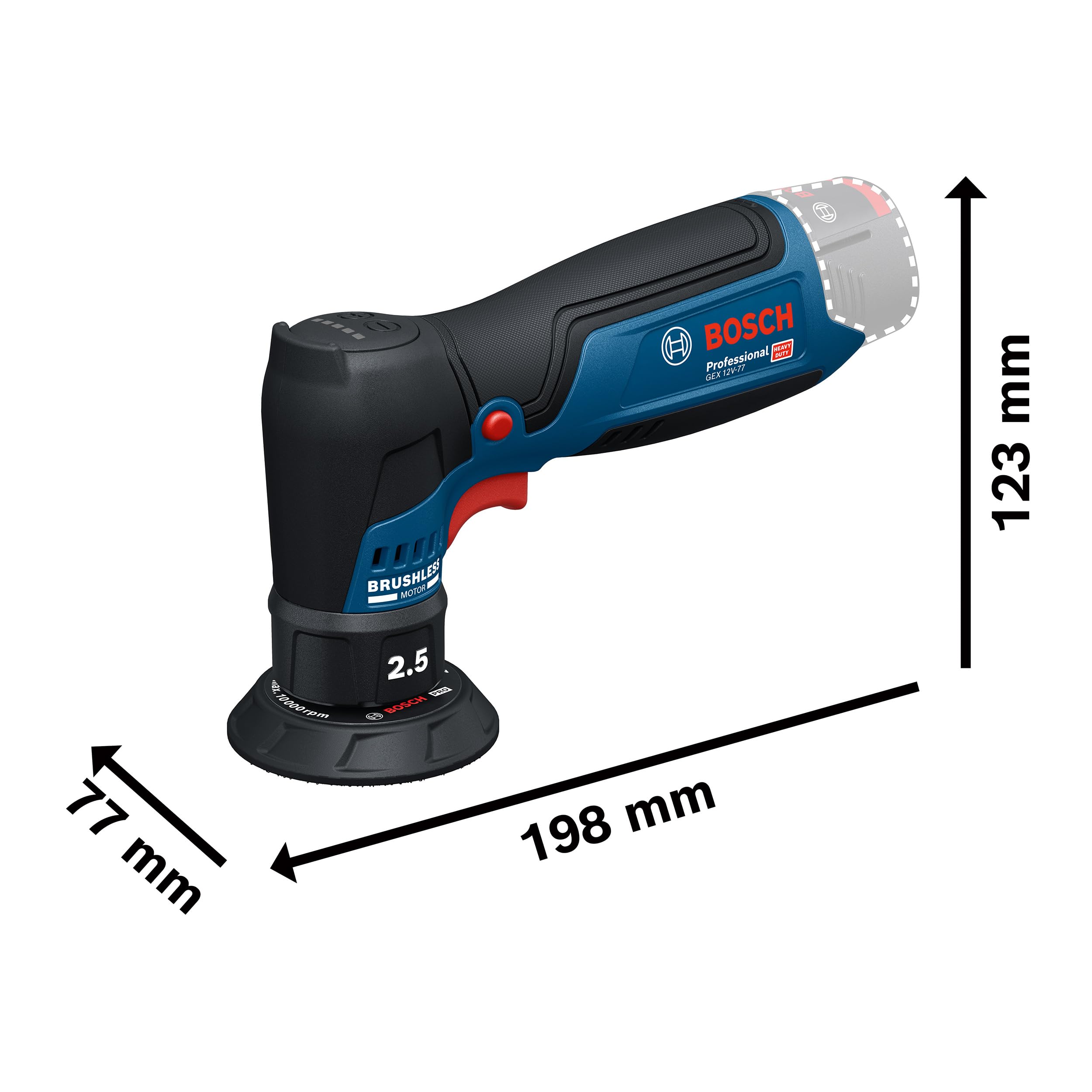 Bosch PRO 12V System Akku-Exzenterschleifer GEX 12V-32 (inkl. montiertem 77 mm Klett-Schleifteller, Schlüssel)