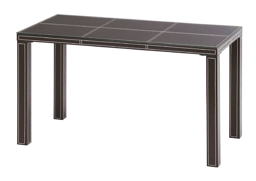 Amazon｜高梨産業 デスク 合皮張り デスク ブラウン ガラス天板