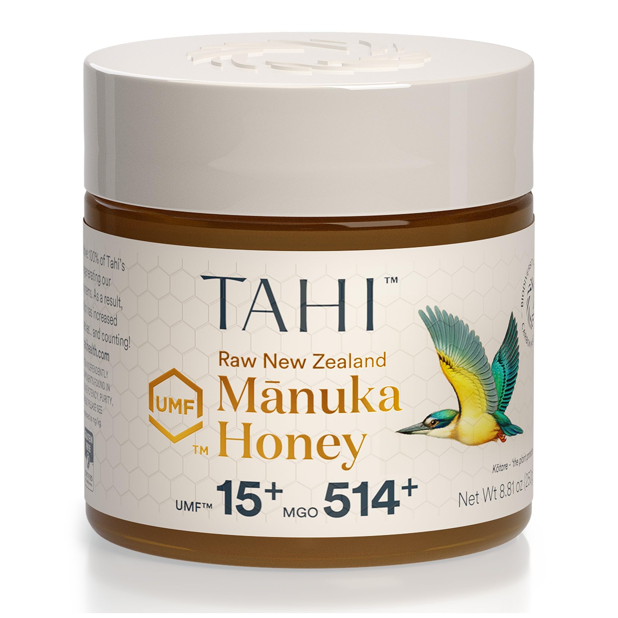 Tahi Raw Manuka Honey New Zealand UMF 15+ Certified (MGO 514+) - 100% Sustainable, Monofloral and Natural Honey - Non-GMO, Glyphosate-Free and Gluten-Free - New Zealand Manuka Pure Honey - 8.81oz