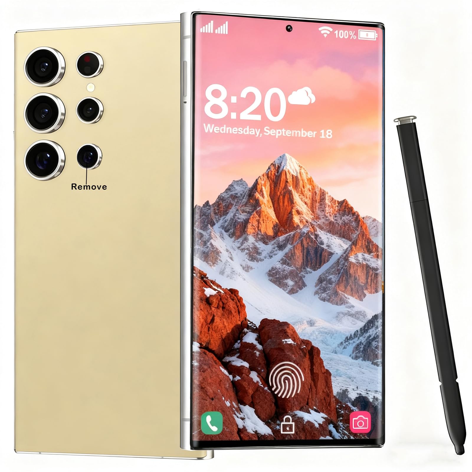 C24U Unlocked Phones, 5G Smartphone, Android 14.0 Cell Phone, 6800mAh Battery Fast Charging Mobile Phone, 8GB+256GB Dual SIM Dual Standby, Cell Phones with Tool Pen (Gold)