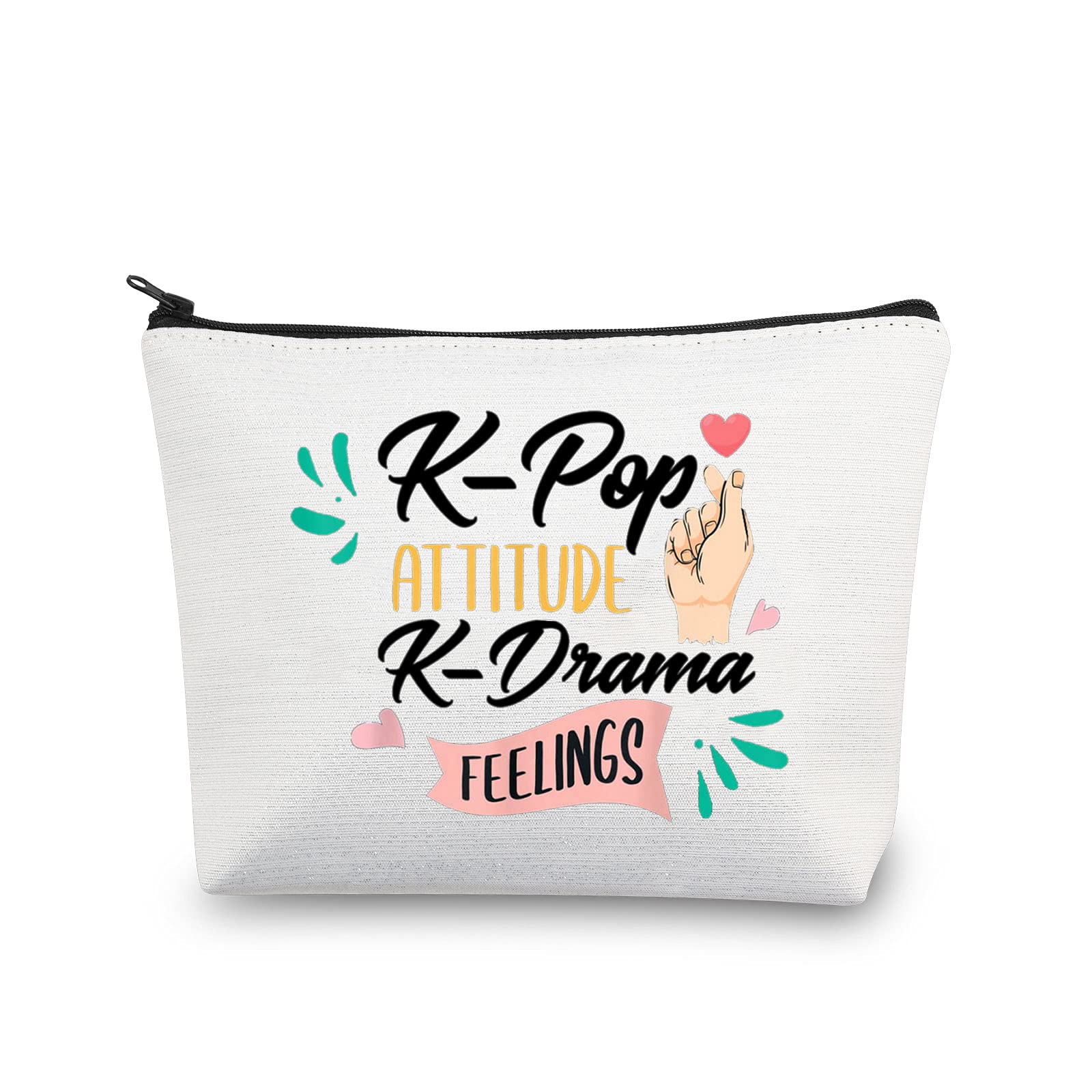 MEIKIUPK-Drama Lover Makeup Bag K-POP Music Fans Gift K-POP Attitude With K-Drama Feelings Travel Zipper Cosmetic Bag, K-Drama Feelings Bag