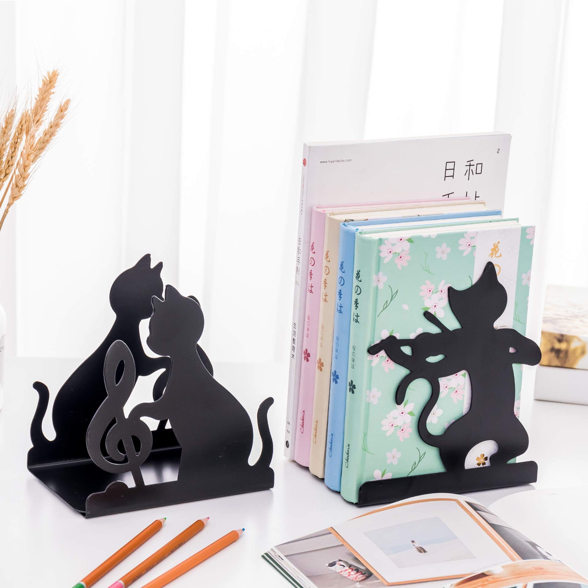 Fermalibri novità Gatto Creativo Supporto da scrivania in Metallo Studenti Bambini Bambini Fermalibri Titolare Decorazione della casa Forniture Scolastiche per Ufficio Regalo di ca