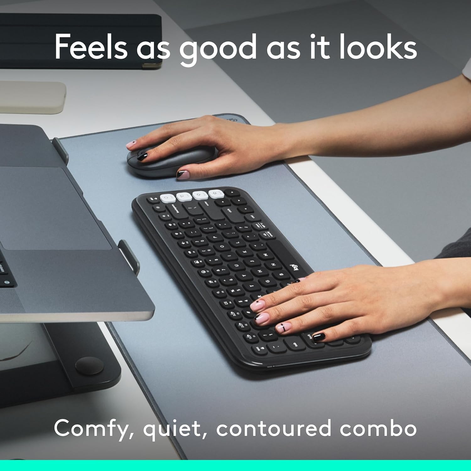 Logitech POP ICON Combo, Bluetooth Keyboard and Mouse Combo, Comfortable Typing, programmable Keys and Buttons, Quiet clicks, Easy-Switch up to 3 Devices - Graphite and Off-White - Image 3