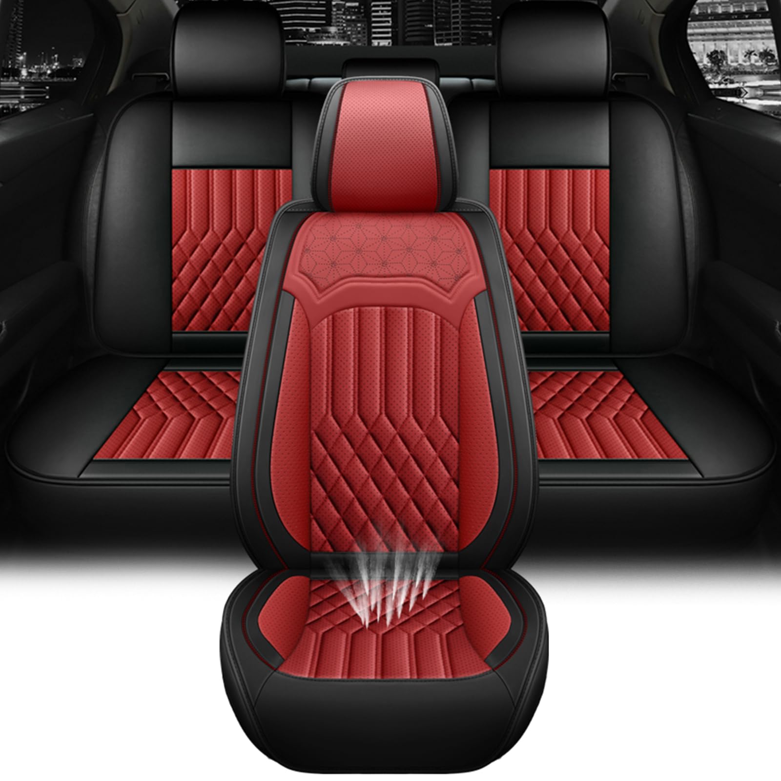 NCNXNN Car Seat Covers for GMC Terrain 2018-2024,Leather Waterproof Anti-Slip Four Seasons Universal Seat Cover,Protector Comfort Car Seat Cover with