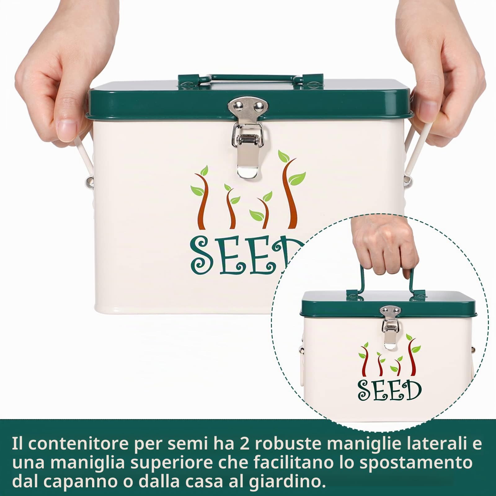 Webake Contenitore per Sementi Con Coperchio e Pareti Divisorie, 22,5 x 17 x 15,5 cm
