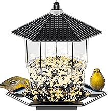Yieach Bird Feeders for Outdoors Hanging,Large Capacity Birdfeeders for Outside Squirrel Proof,Hanging Mount Bird Seed Feeder Hopper for Cardinals,Finches Food Holder and Garden Decoration,Black