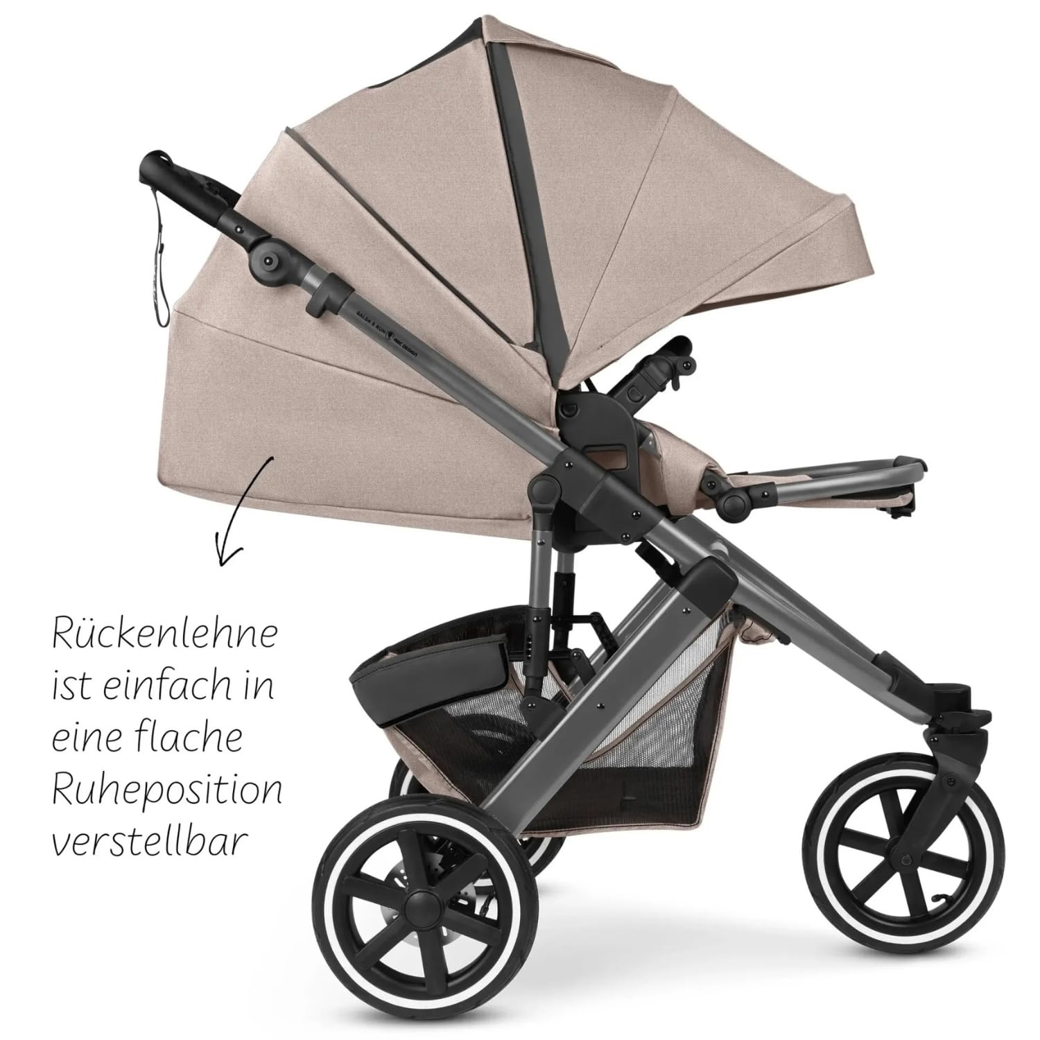 ABC Design Salsa 5 Run Jogger Sportwagen mit Sportzulassung Luftreifen Handbremse Federung wendbare Sitzeinheit Liegeposition bis 22 kg Camel