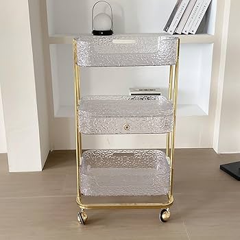 希少 アクリル×ガラス 収納 キャスター付きワゴン ゴールド 店舗什器 71DyghvY2VL._UF350,350_QL80_.jpg
