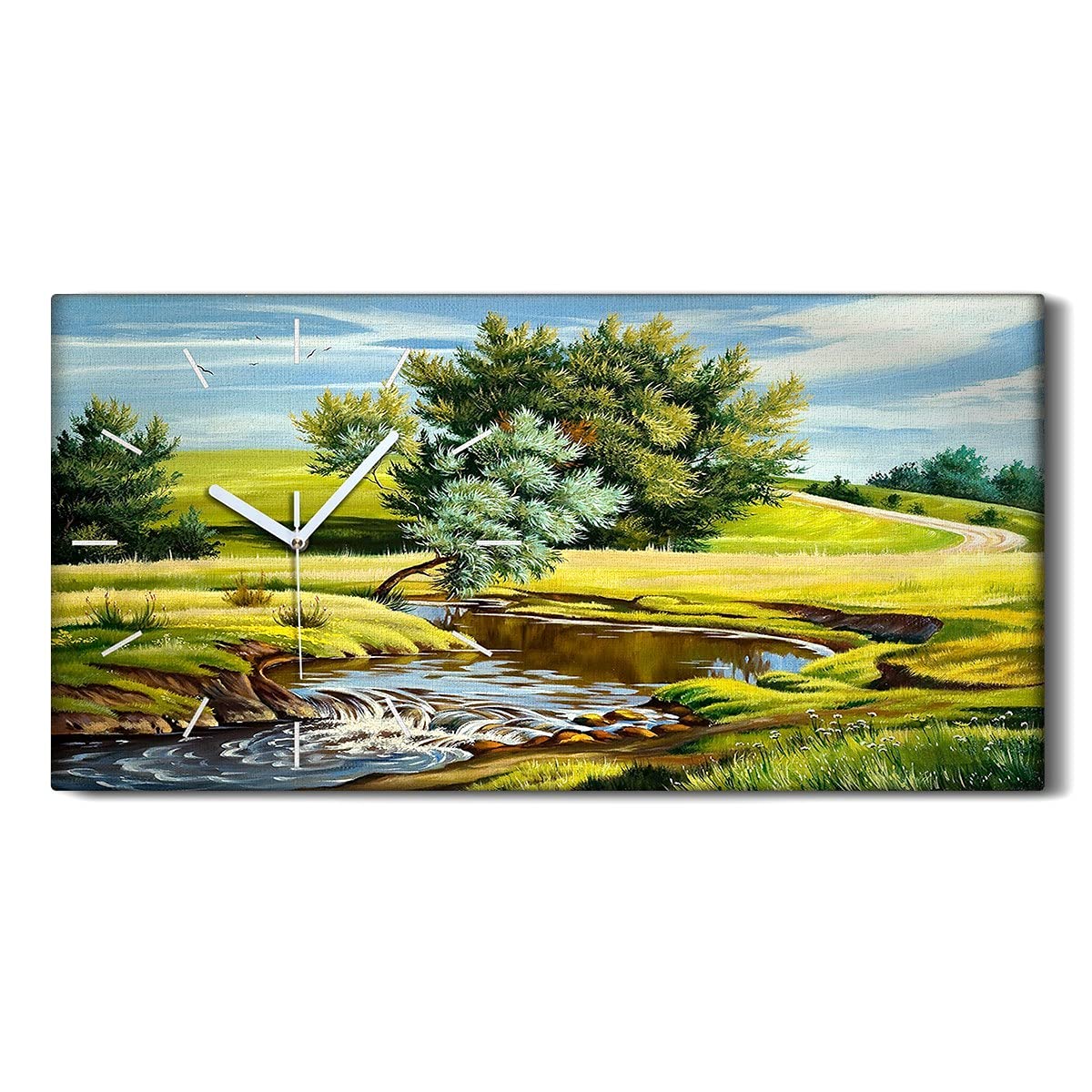 Horloge sur toile silencieuse paysage de rivière pour chambre calme