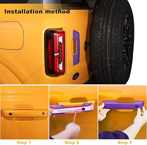 Miniatura 6 de Jeliker Funda para manija de puerta Bronco, cubierta de manija de puerta trasera para Ford Bronco 2021 2022 2023, accesorios exteriores, color