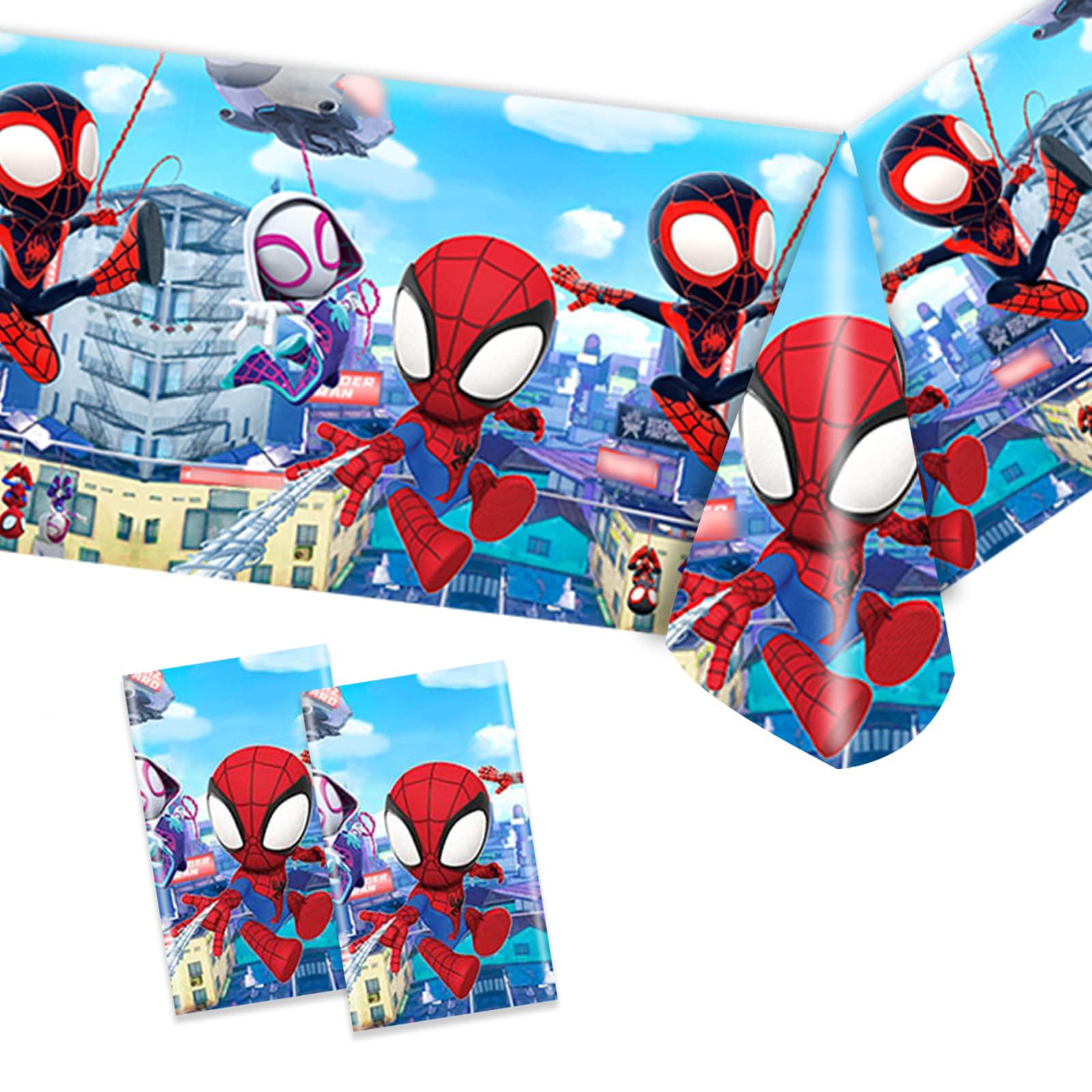 POPOYU 2Pcs Spidey Party Tablecloth,Spidey Amazing Friends Party Table Cloth for Kids,108x180cm Plastic Spider Table Cover Party Table Decorations for Kids Boys Birthday Superhero Party Supplies