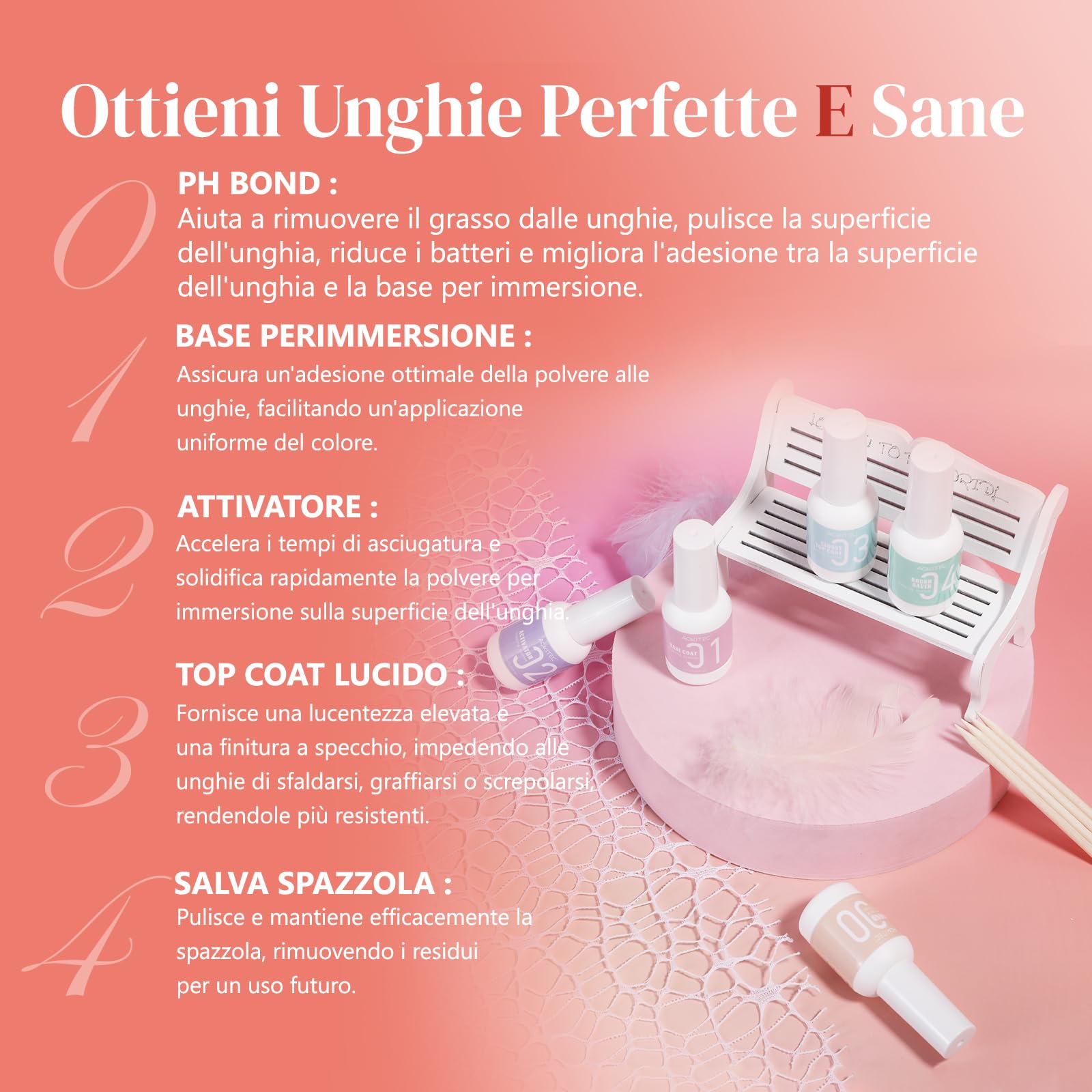Aokitec 13PCS Dip Powder Liquid Set, Adesivo più Forte, PH Bond/Dip Activator/Base/Glossy Top Coat/Brush Saver con Pennello per Liner in Polvere per Unghie Strumento per Unghie per Dip Powder Nail Kit