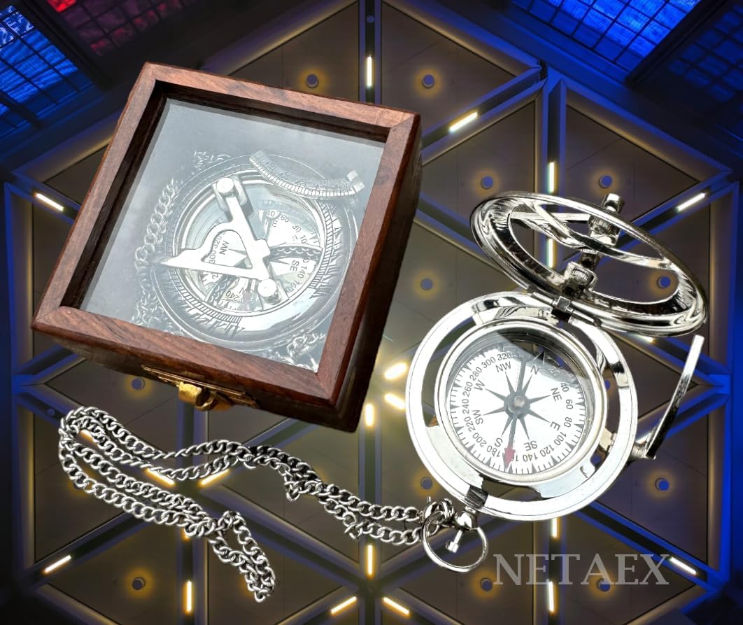 Personalized Compass, Engraved Compass, Wedding Gift, Groomsmen Gift, Wedding Keepsake, Christmas, Baptism, Graduation, Boy Scouts, Sundial, Nautical, Anniversary, Fathers Day (Silver Finish)