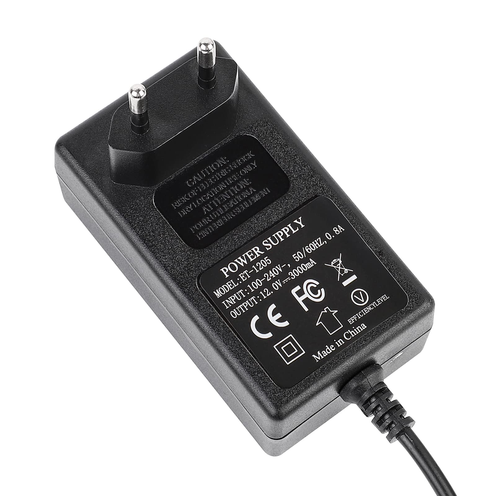 SUPERNIGHT 12 V 3 A 36 W zasilacz AC/DC adapter 100-240 V 50/60 Hz, uniwersalny zasilacz sieciowy 5,5 mm x 2,1 mm wtyczka do taśm LED, kamer CCTV, routerów itp.