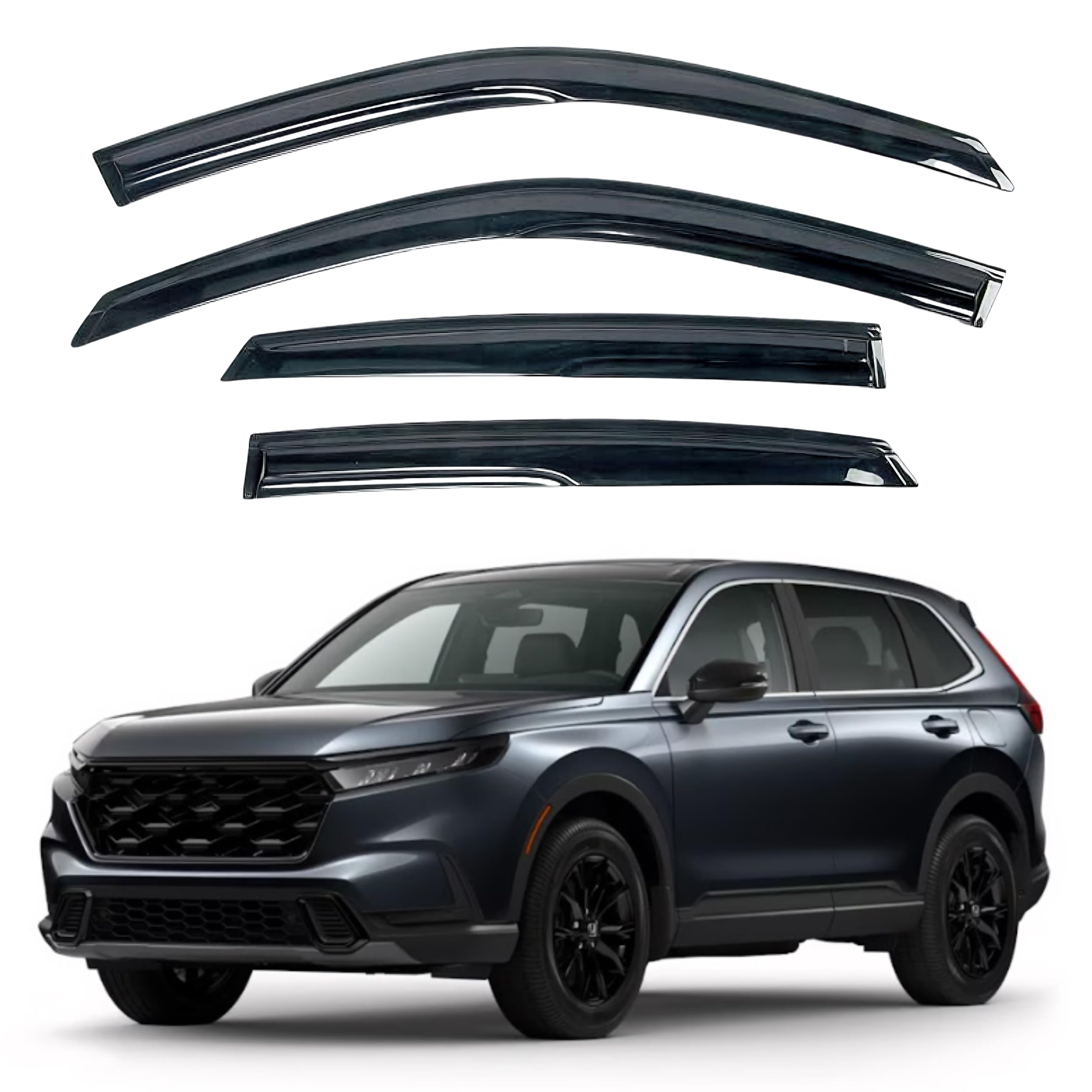 KPY Window Visor Compatible with Honda CR-V 2023-2024 (CRV), 4PC Rain Guard Side Window Vent Deflectors Tape-On Mugen Style, 2023 2024