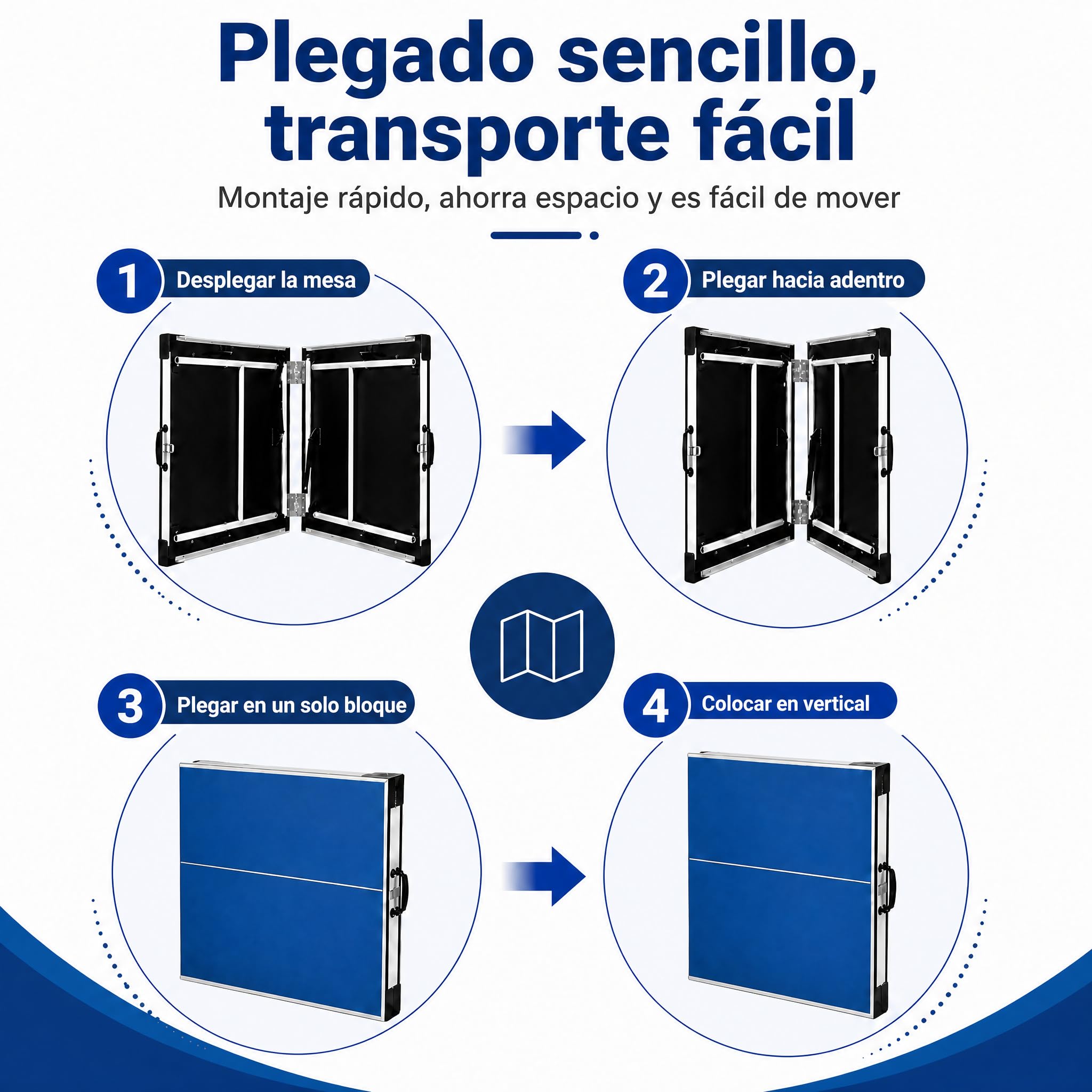 Mesa de ping pong de 169 cm para exterior, plegable, de metal