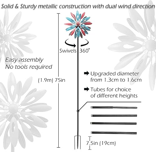 Miniatura 7 de Molinillo de viento solar, orquídea, multicolor, iluminación LED estacional, paquete de bolas de vidrio con energía solar hilandero de viento