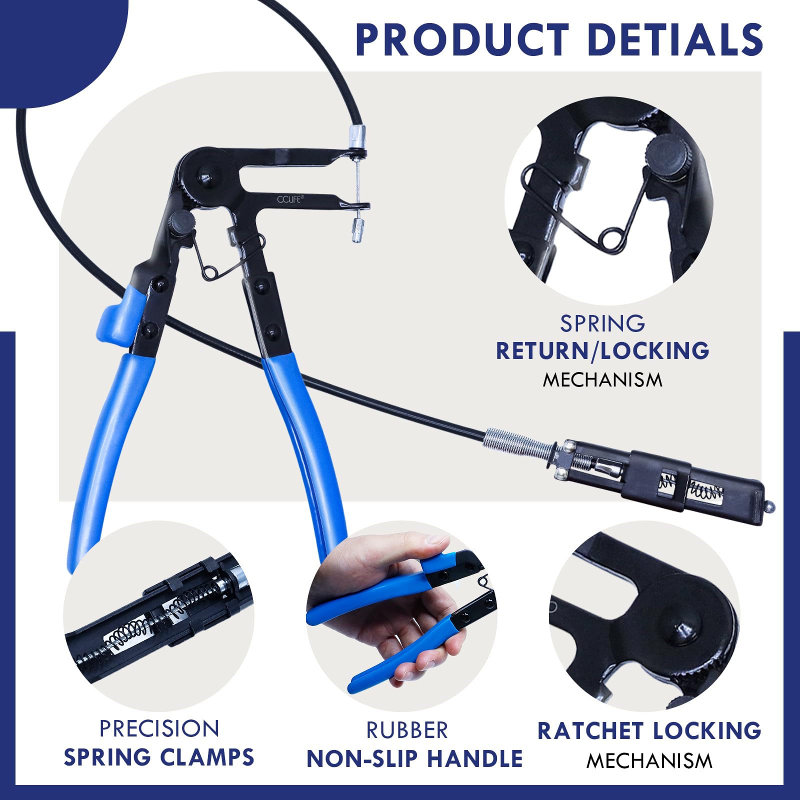 CCLIFE Pinzas para mangueras con cable Bowden 630 mm