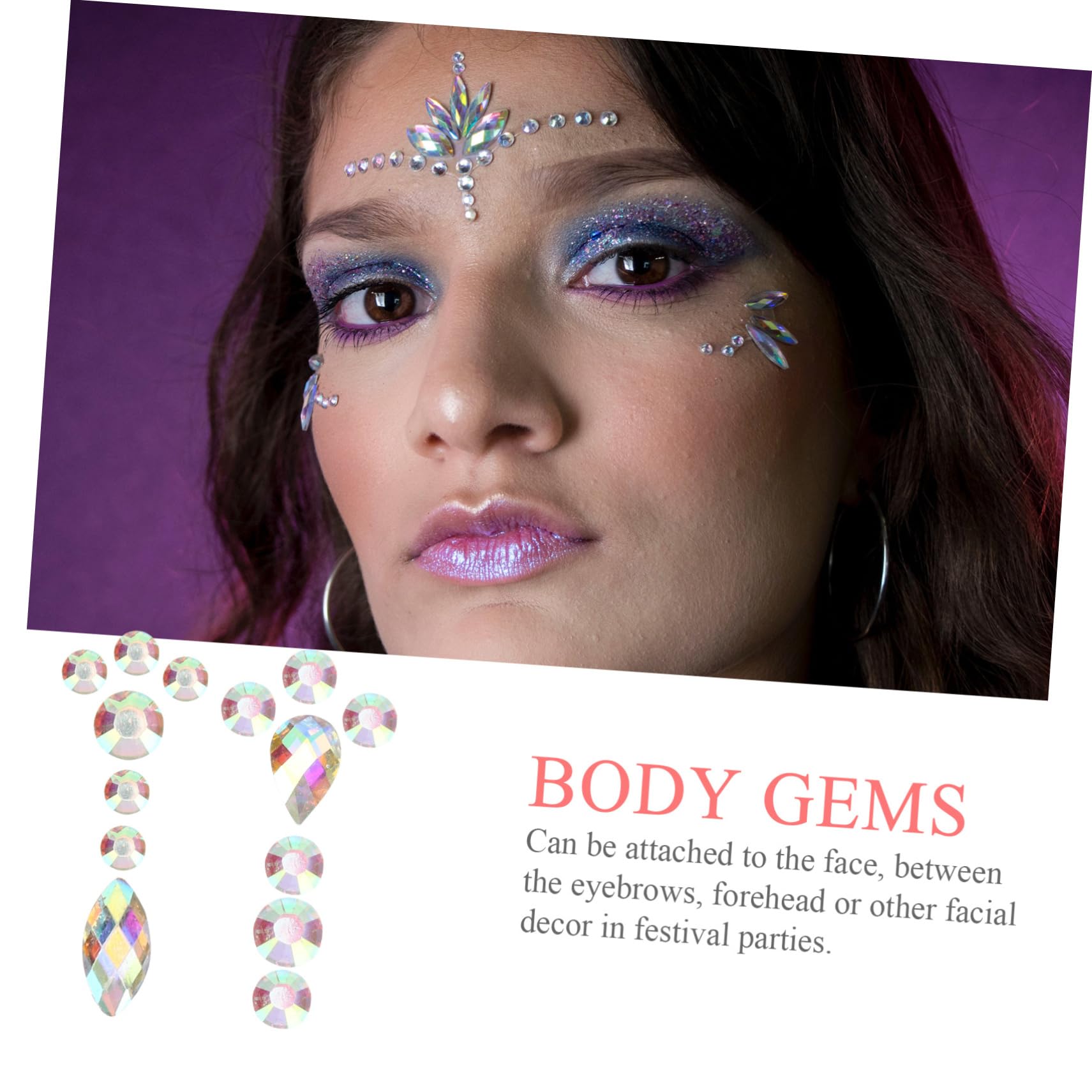 Ipetboom 35hojas Gemas Faciales Autoadhesivas De Joyas De Maquillaje Brillantes y Coloridas Para Fiestas Para Halloween y Eventos Especiales