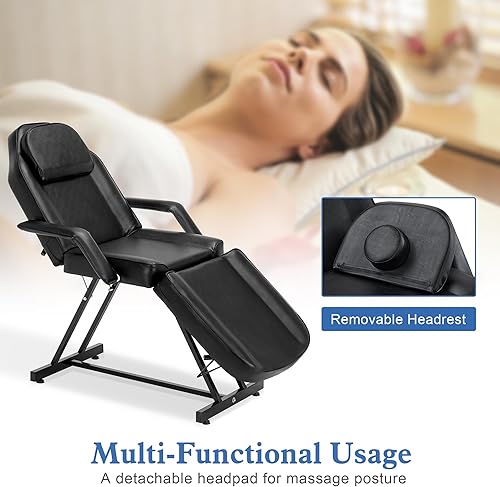 Miniatura 8 de BarberPub Silla de tatuaje ajustable, cama facial multiusos de 72 pulgadas, mesa de tratamiento de tatuajes para clientes y esteticistas, 0015