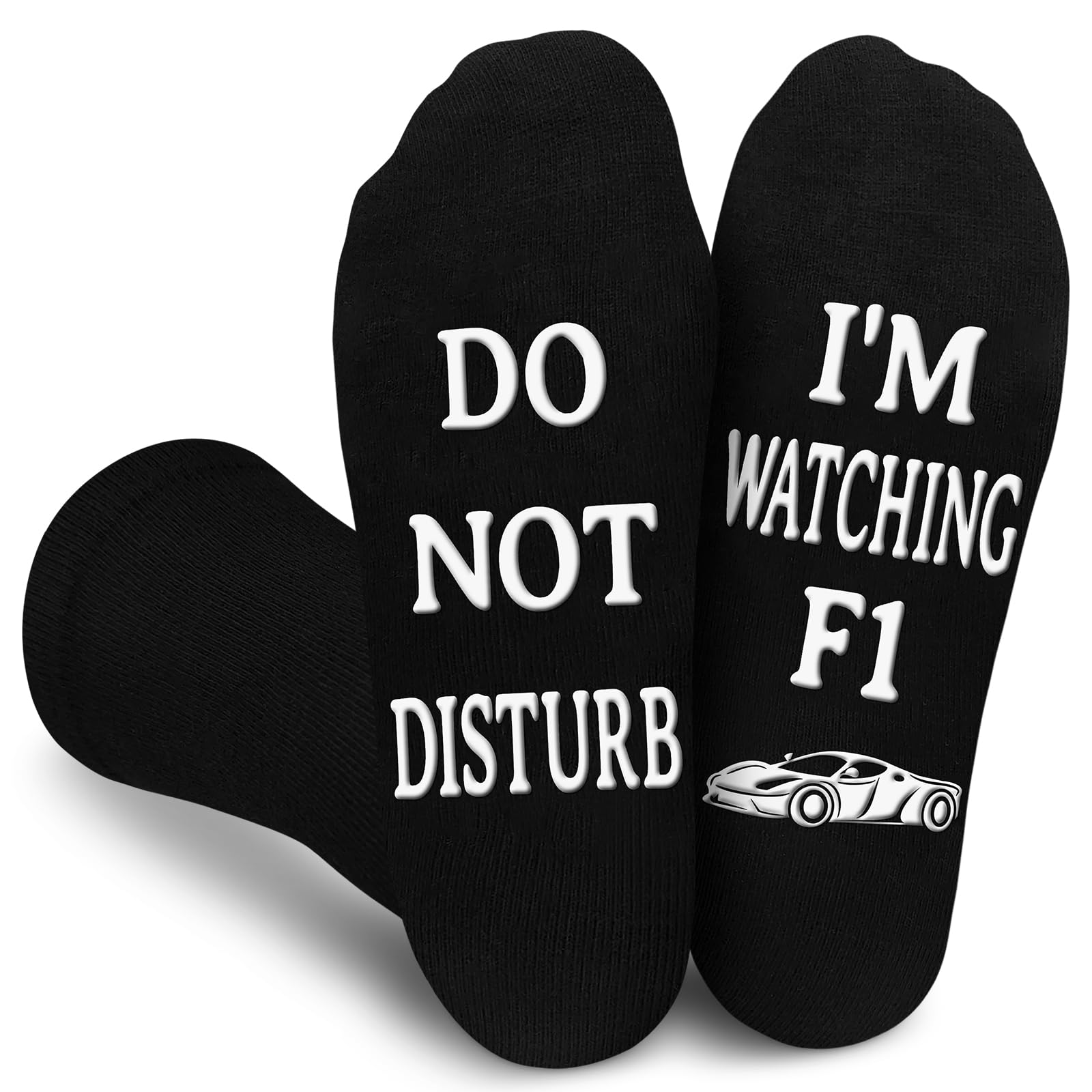 Obidodi Socks for Car Lovers, DO NOT DISTURB I'M WATCHING F1, Gifts for men, Racing Fans Christmas Presents Fathers Day Birthday, Size 9-12