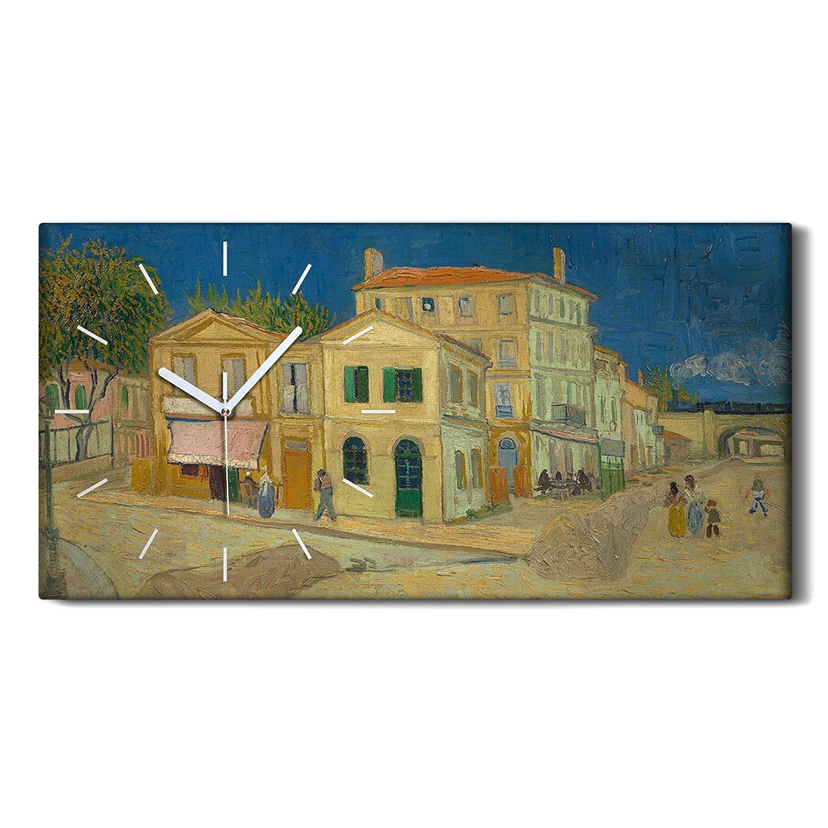 Horloge sur Toile 60x30cm Coloray Mains Blanches Cadre Silencieux de Salon Chambre