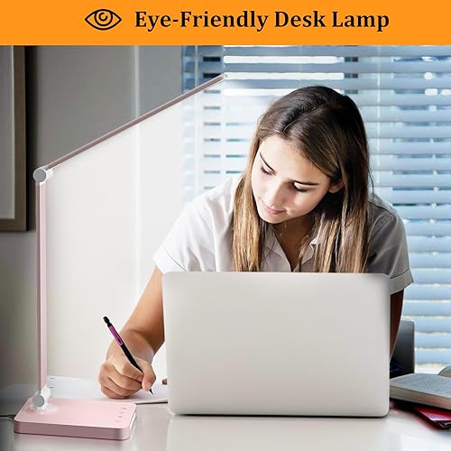 Miniatura 5 de Lámpara de escritorio LED con puertos USB, lámparas de escritorio táctiles para oficina en casa con 5 modos de color, 3 luces de escritorio de