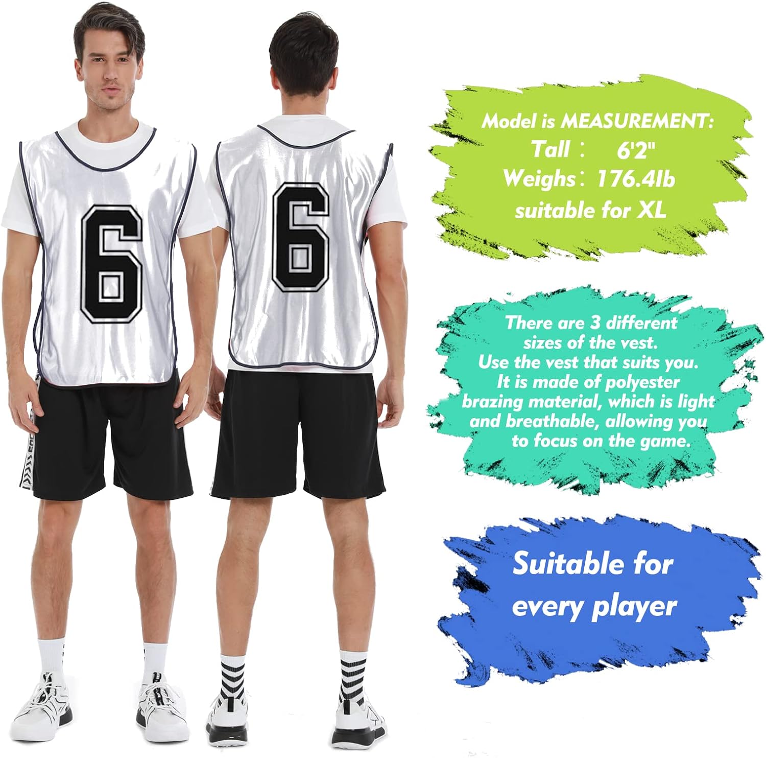 Sports Pinnies-Numbered Practice Vest Pennies for Soccer Basketball Jersey Bibs -Set of 12/Youth Adults Team