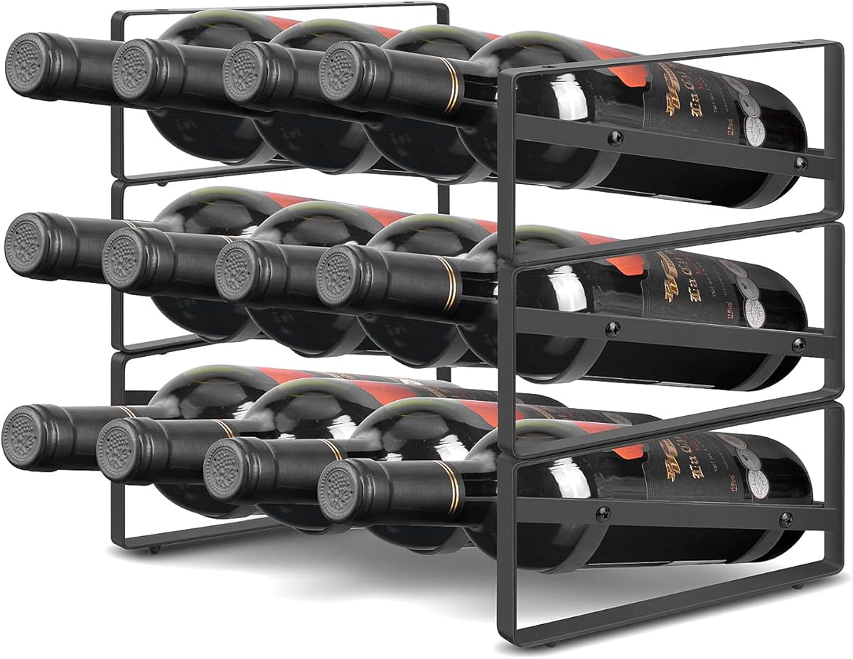 3 Tier Wine Rack,Tabletop Stackable Wine Rack Freestanding Champagne Racks Countertop for Kitchen Pantry Cabinet for Kitchen, Bar, Pantry, Cellar, Basement, Countertop, Cabinet