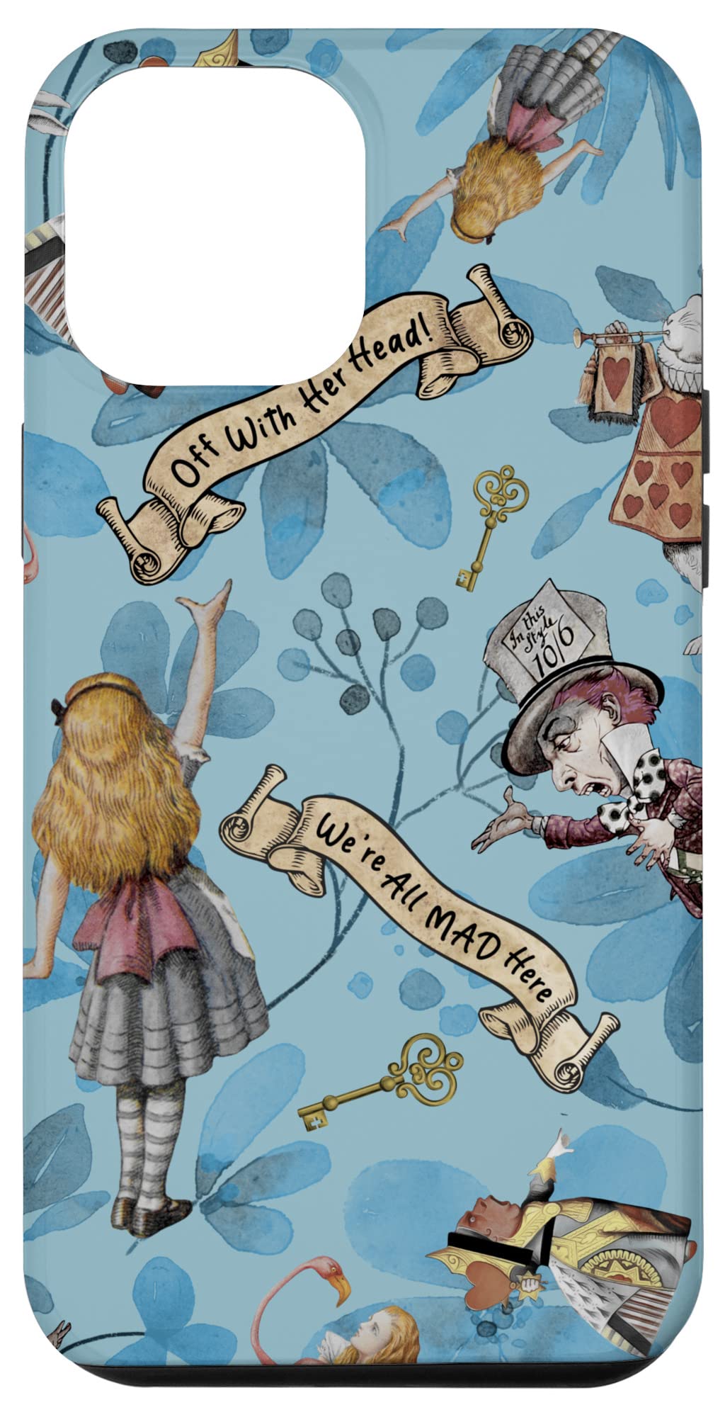 iPhone 15 Pro Max Alice in Wonderland Watercolor Flowers Collage Case