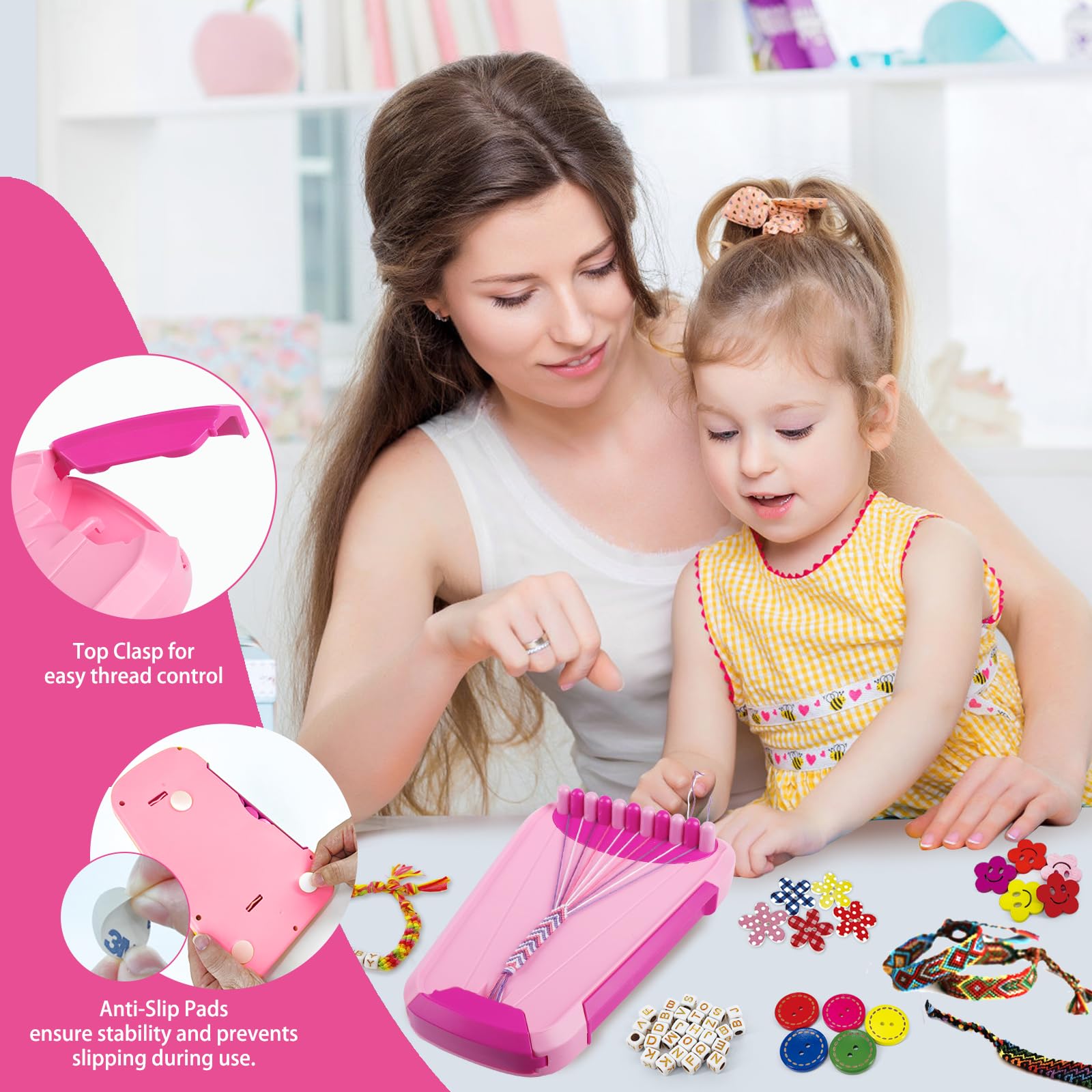 kit bracelet bresilien, fils bracelet brésilien cadeau fille 6 7 8 9 10 11 12 ans, bracelet bresilien jeux fille 10 ans, fil bracelet brésiliens, Avec 28 Fils Pré-découpés Et 115 Perles