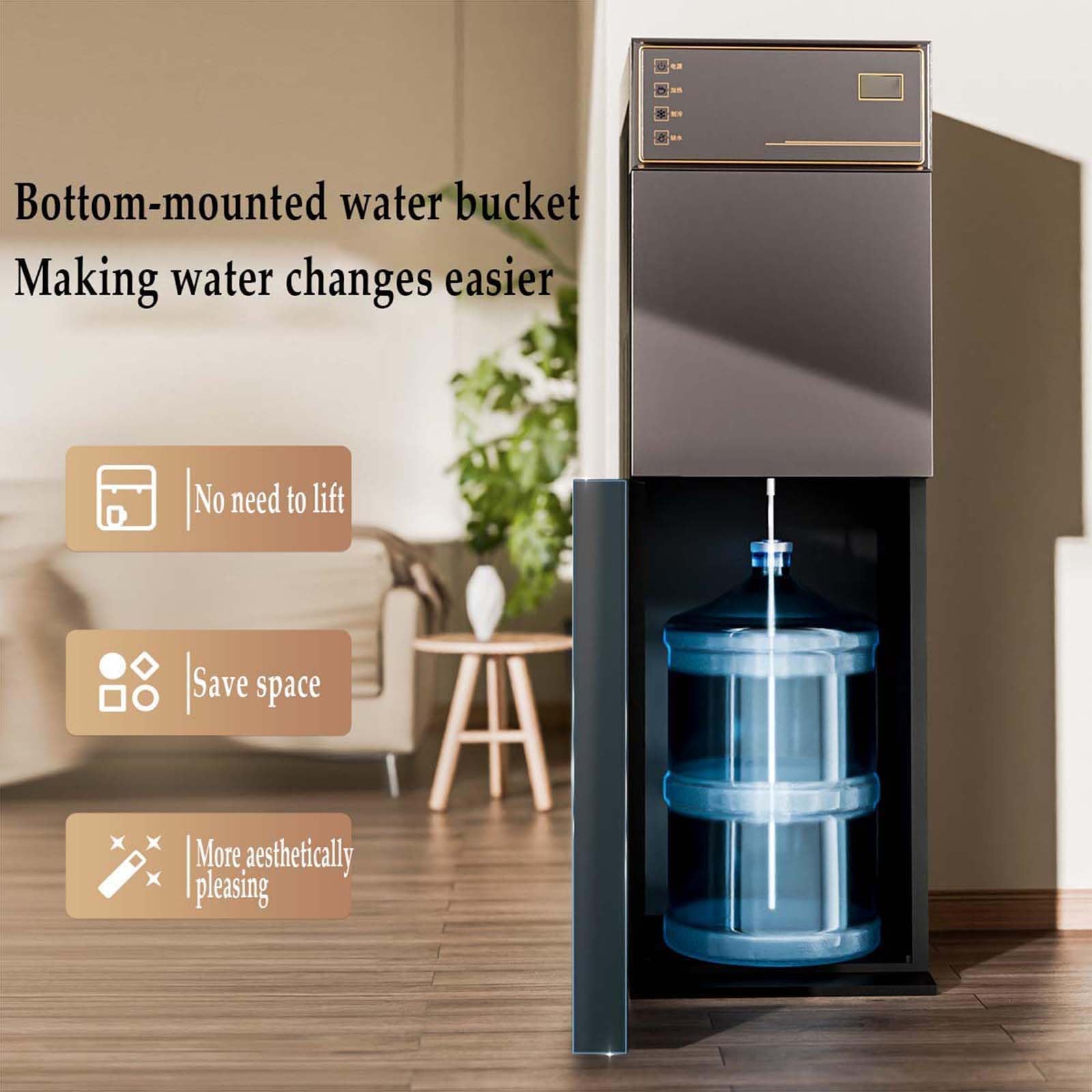 Distributore d'Acqua a Colonna con Carica dal Basso per la casa – Calda e Fredda, Raffreddatore Silenzioso per Acqua in Bottiglia: Ideale per Ufficio, Bar, Sale da tè e dormitori
